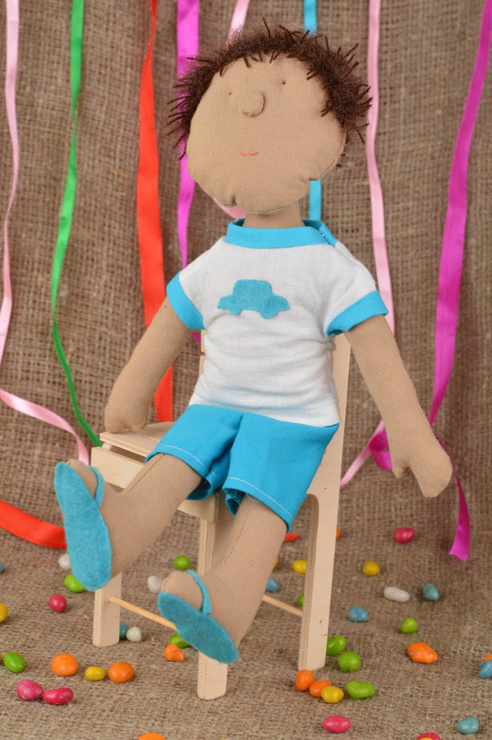 Muñeco de peluche hecho a mano original juguete para niños decorativo estiloso foto 1