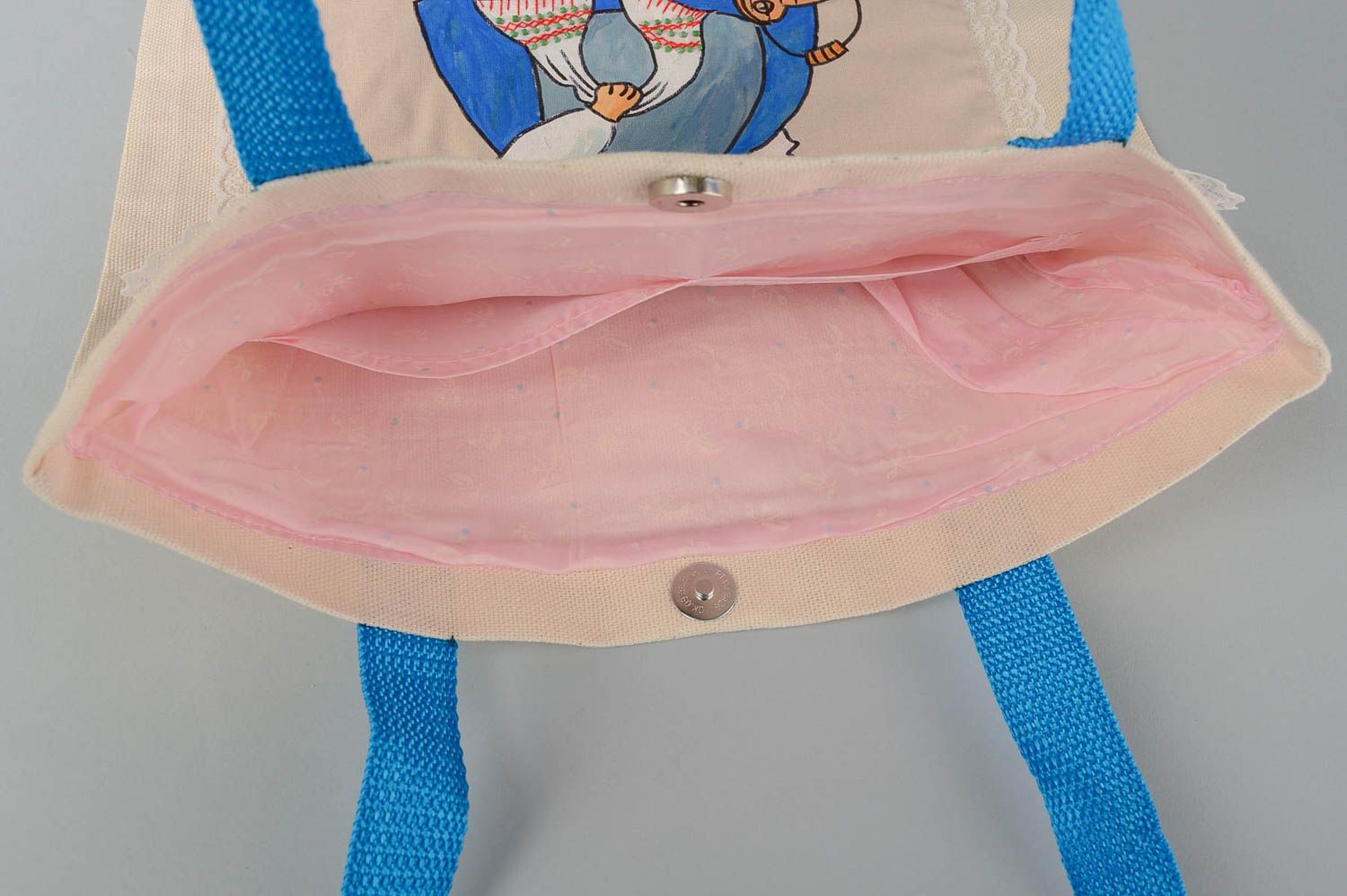 Handmade fabric bag with painting designer large bag textile shoulder bag photo 4