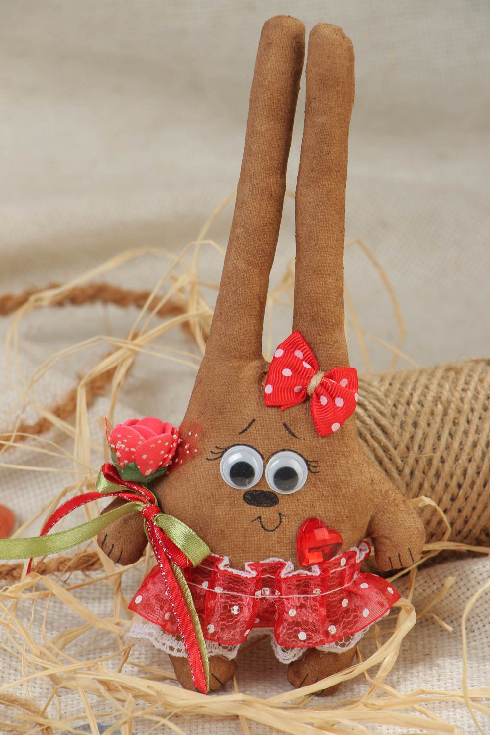 Textile handmade decorative soft toy fridge magnet cotton rabbit photo 1