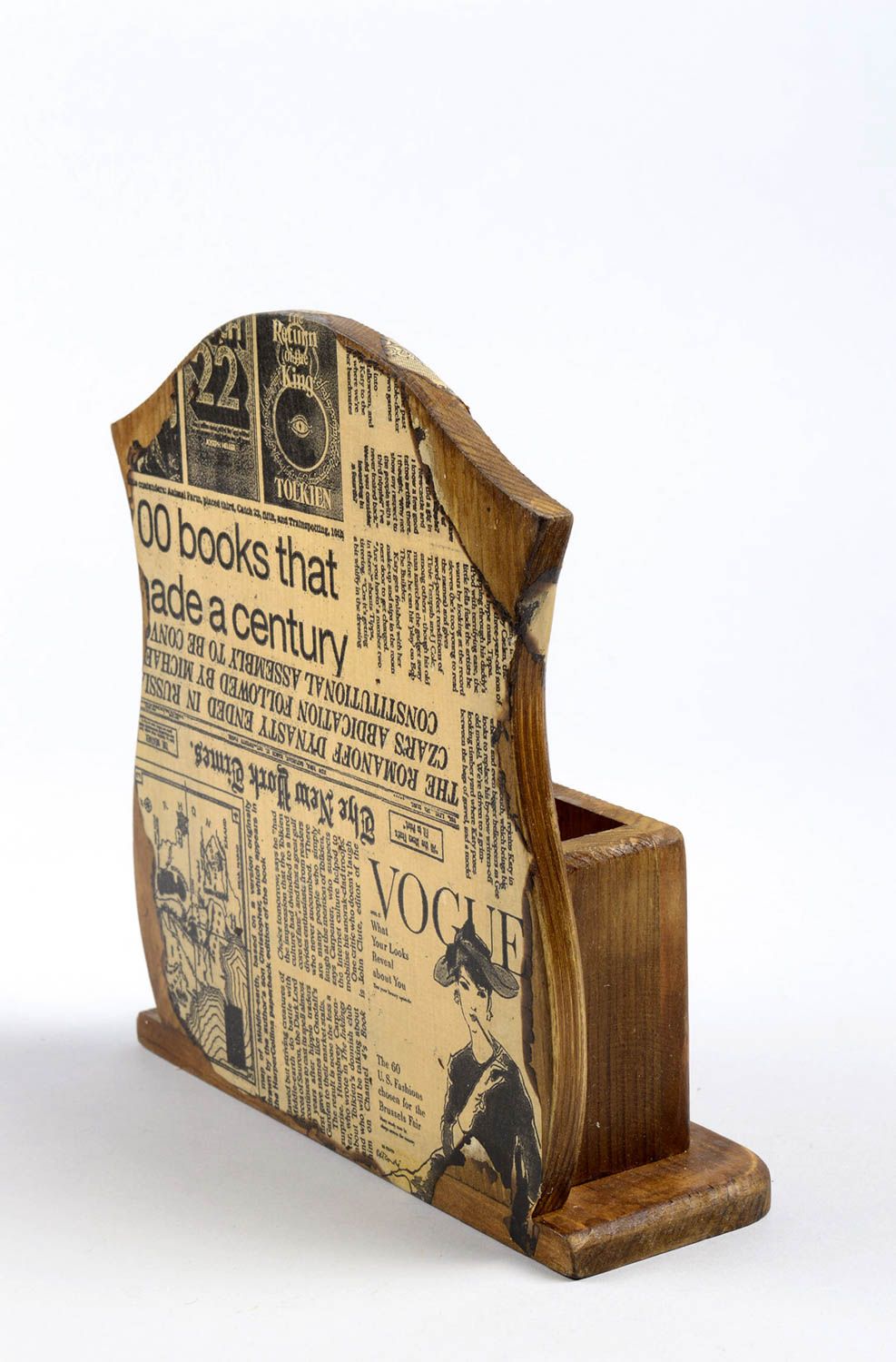 Handmade Handy Halter aus Holz Vintage Haus Deko Tisch Kalender Decoupage  foto 3