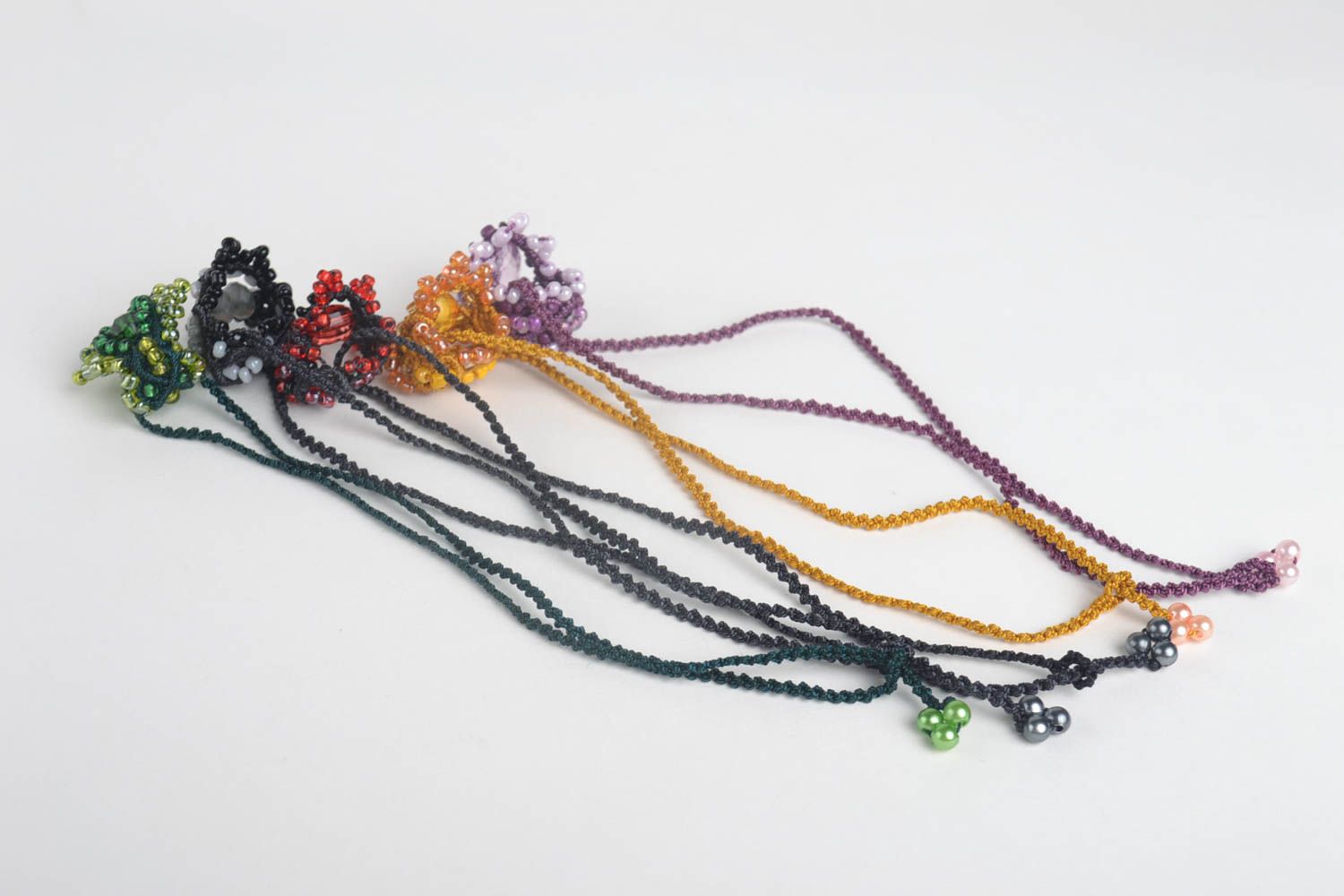 Handmade Rocailles Ketten Halsketten für Damen Ketten mit Anhänger 5 Stück bunt foto 3