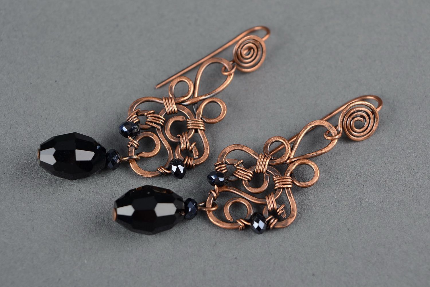 Evening earrings made of copper photo 1