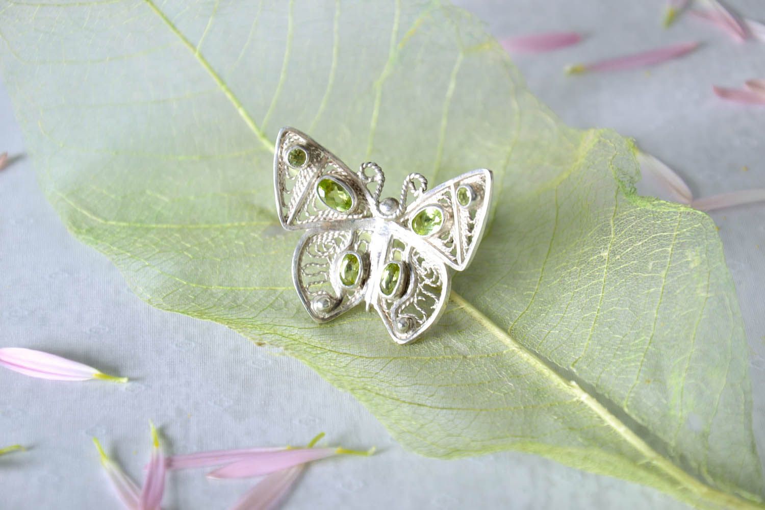 Homemade silver ring Butterfly photo 1