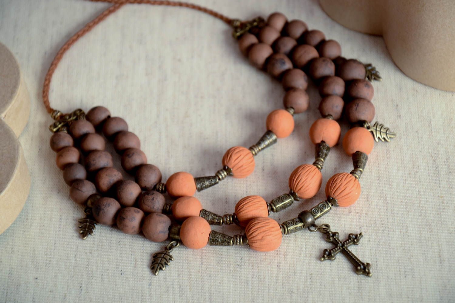 Handmade ceramic necklace cute necklace in ethnic style unusual accessory photo 1