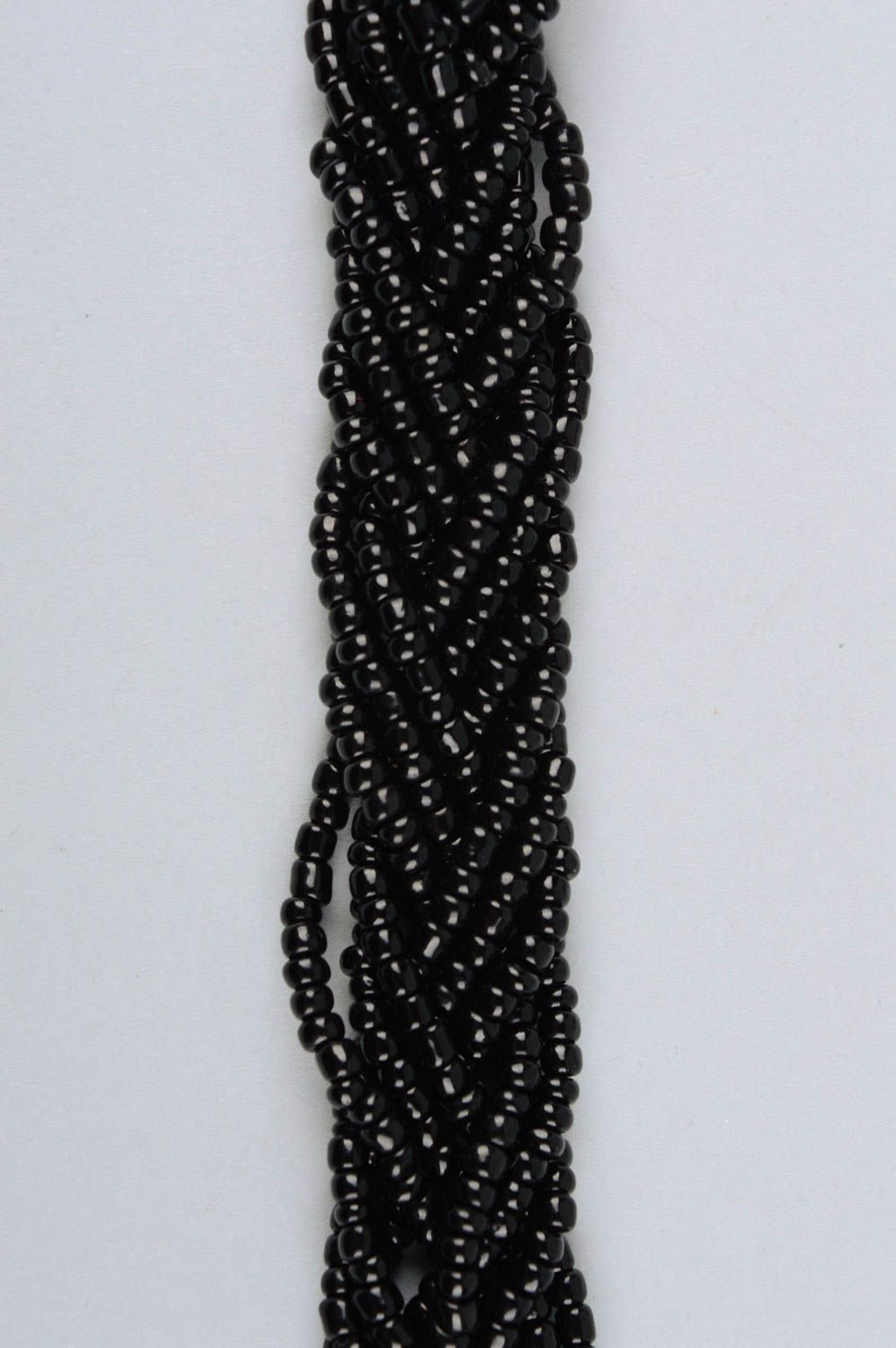 Украшения ручной работы черные с жемчугом браслет из бисера и колье из бисера фото 3