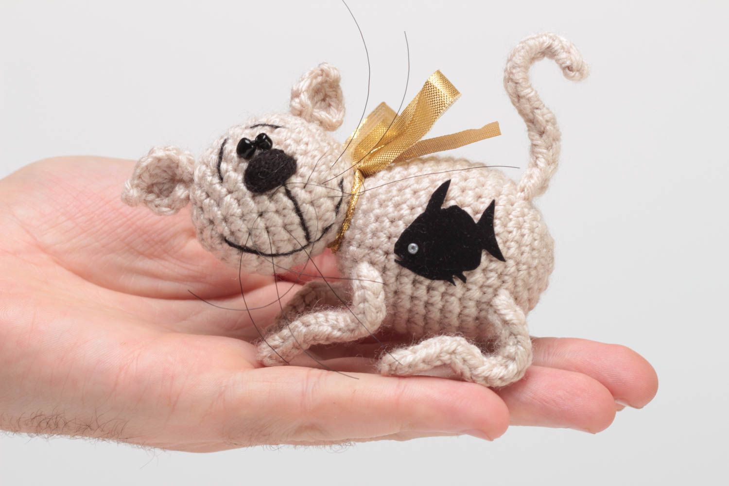 Weiches gehäkeltes Kuscheltier Katze handmade Künstler schön für Kinder Geschenk foto 5