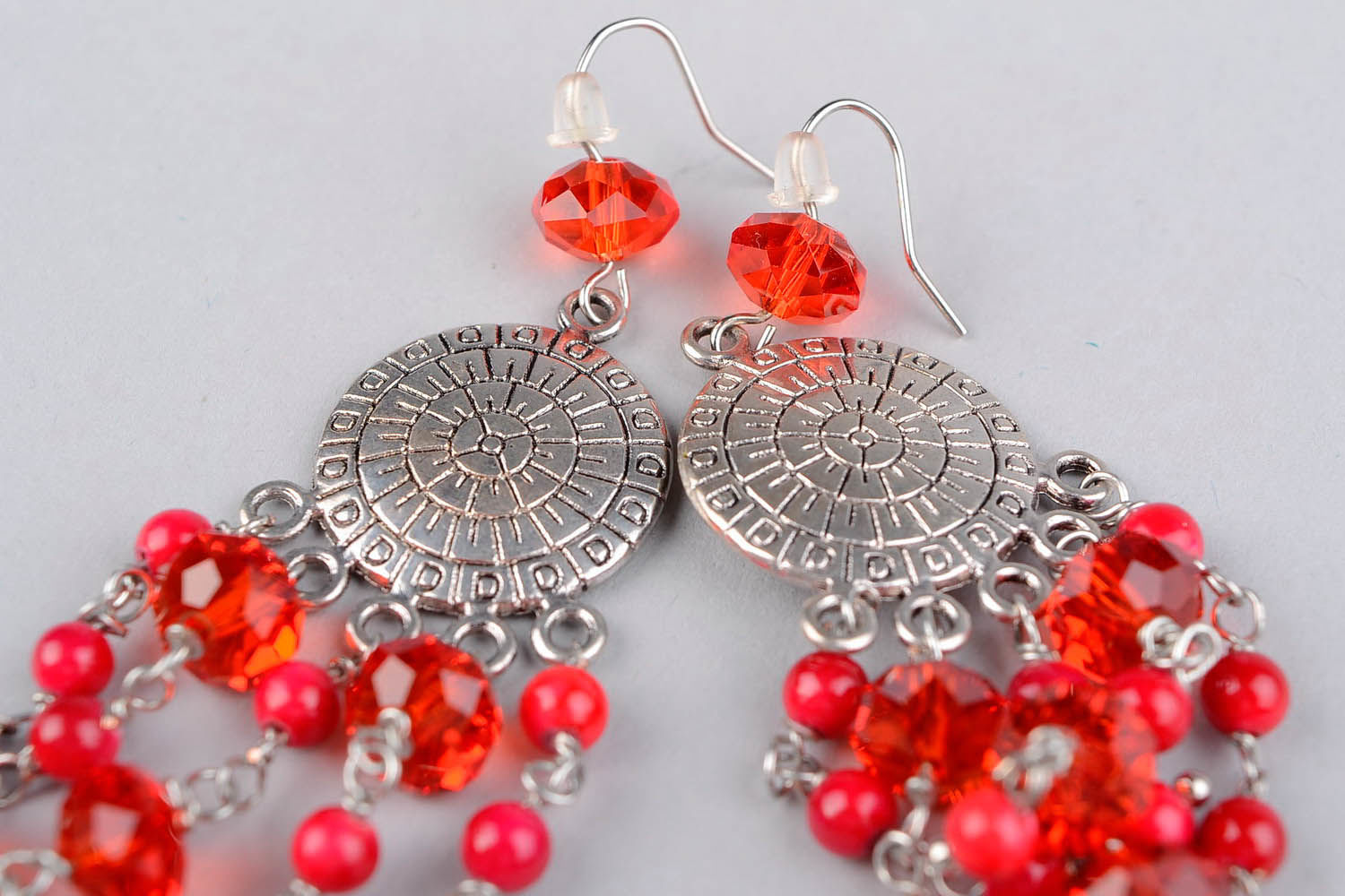 Earrings with a medallion photo 3