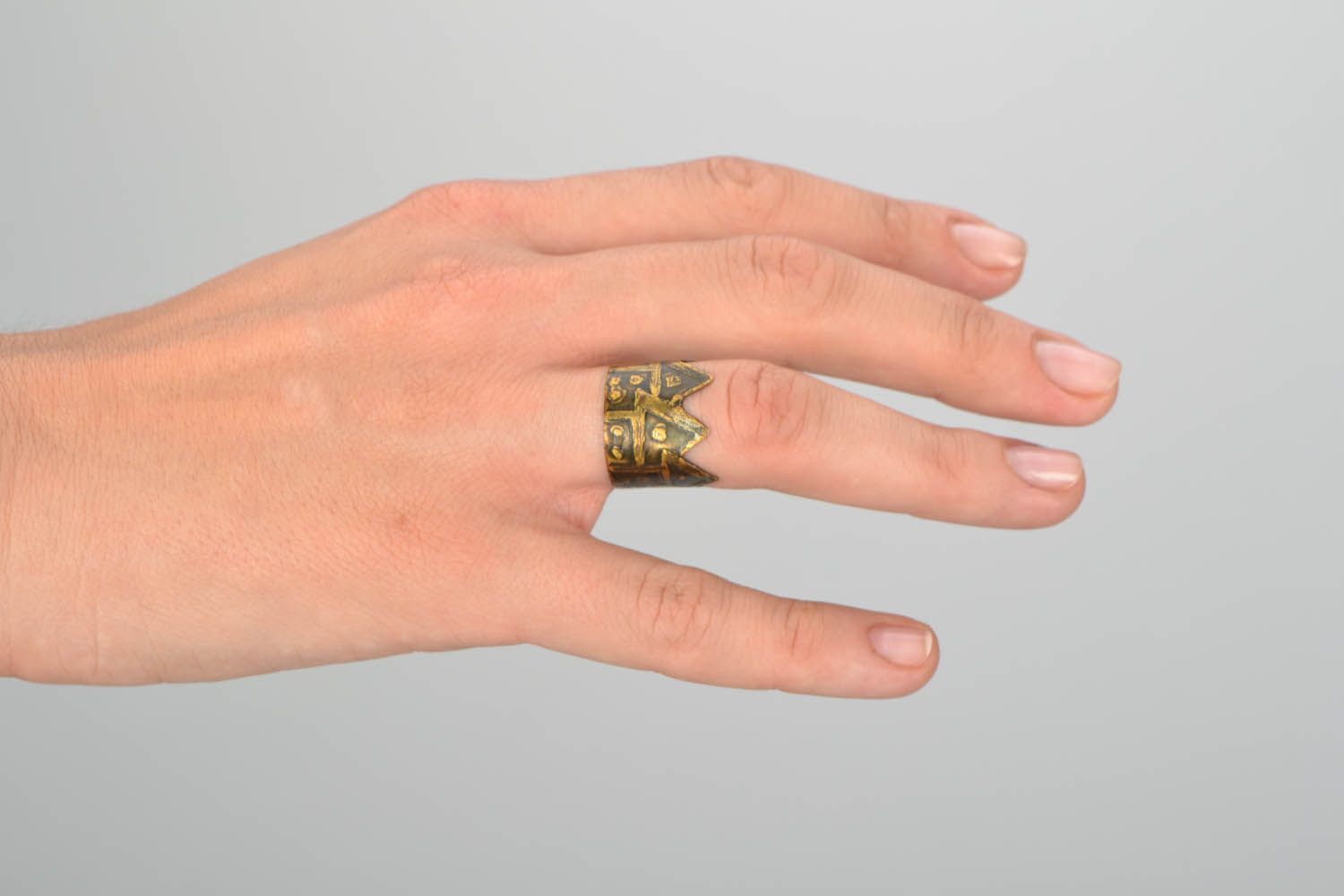 Handgemachter Ring aus Kupfer Krone foto 2