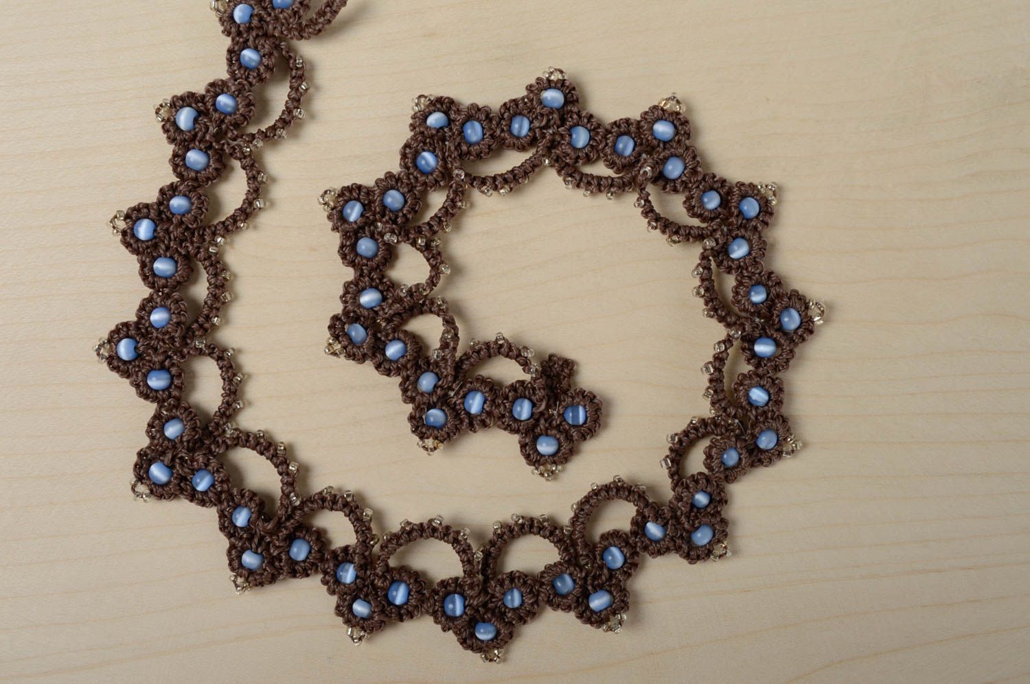 Evening necklace made using tatting technique photo 1