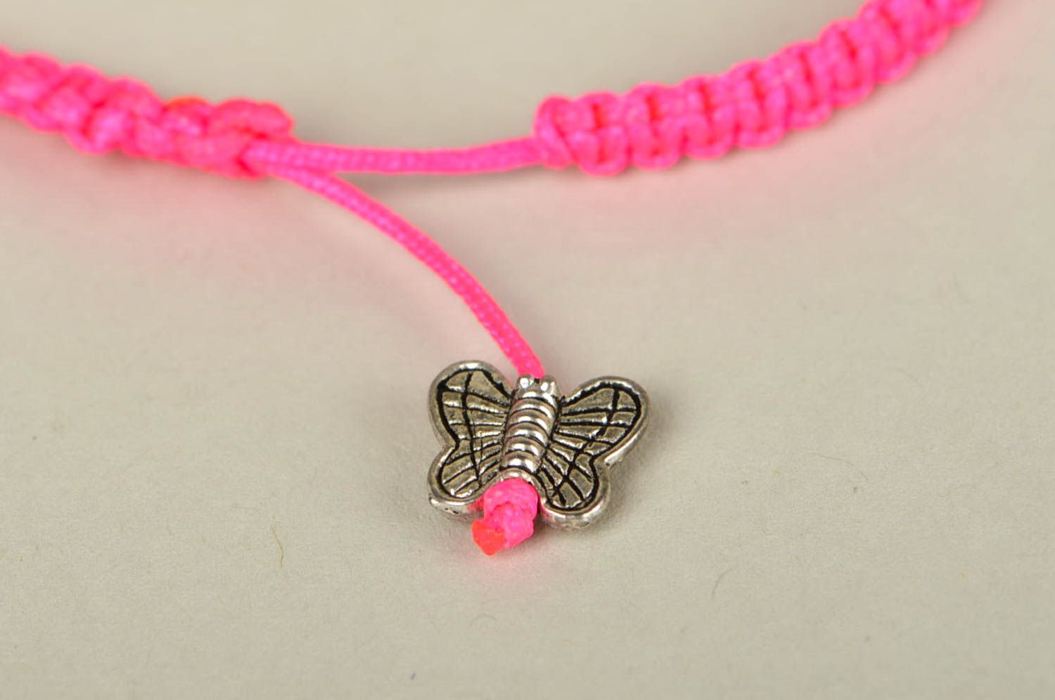 Украшение ручной работы модный браслет ярко розовый красивый браслет Бабочки фото 5