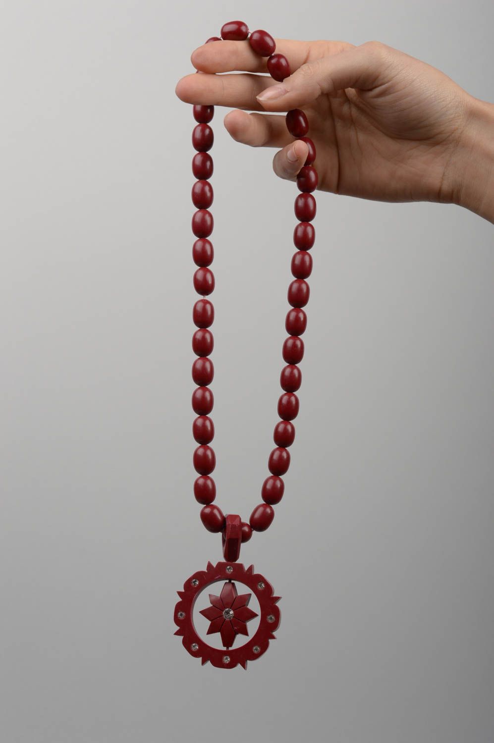 Сувенир ручной работы бордовые четки для молитвы аксессуар для мужчины фото 5