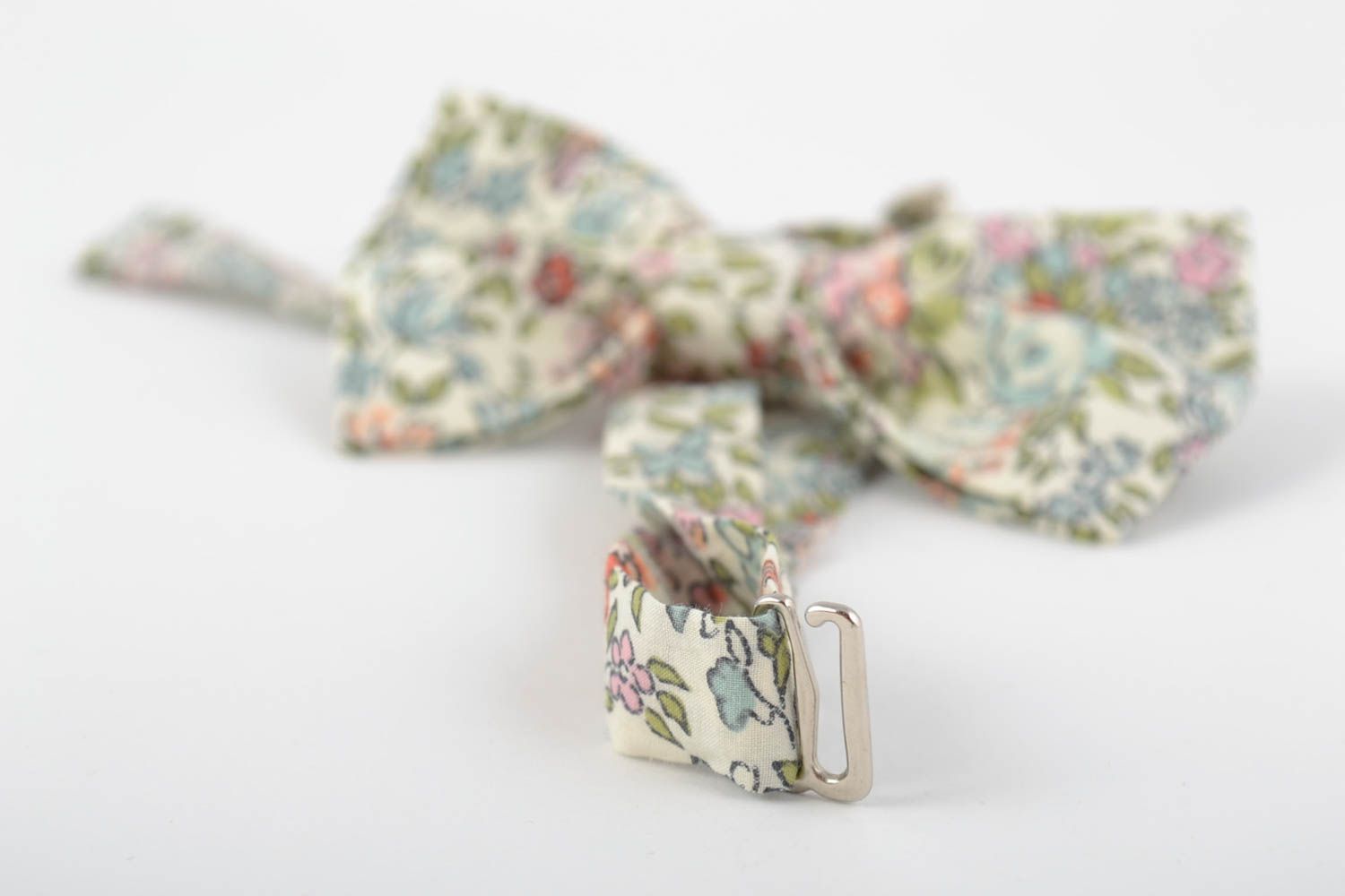 Галстук-бабочка из ткани коттона с регулируемым ремешком цветочный ручной работы фото 5