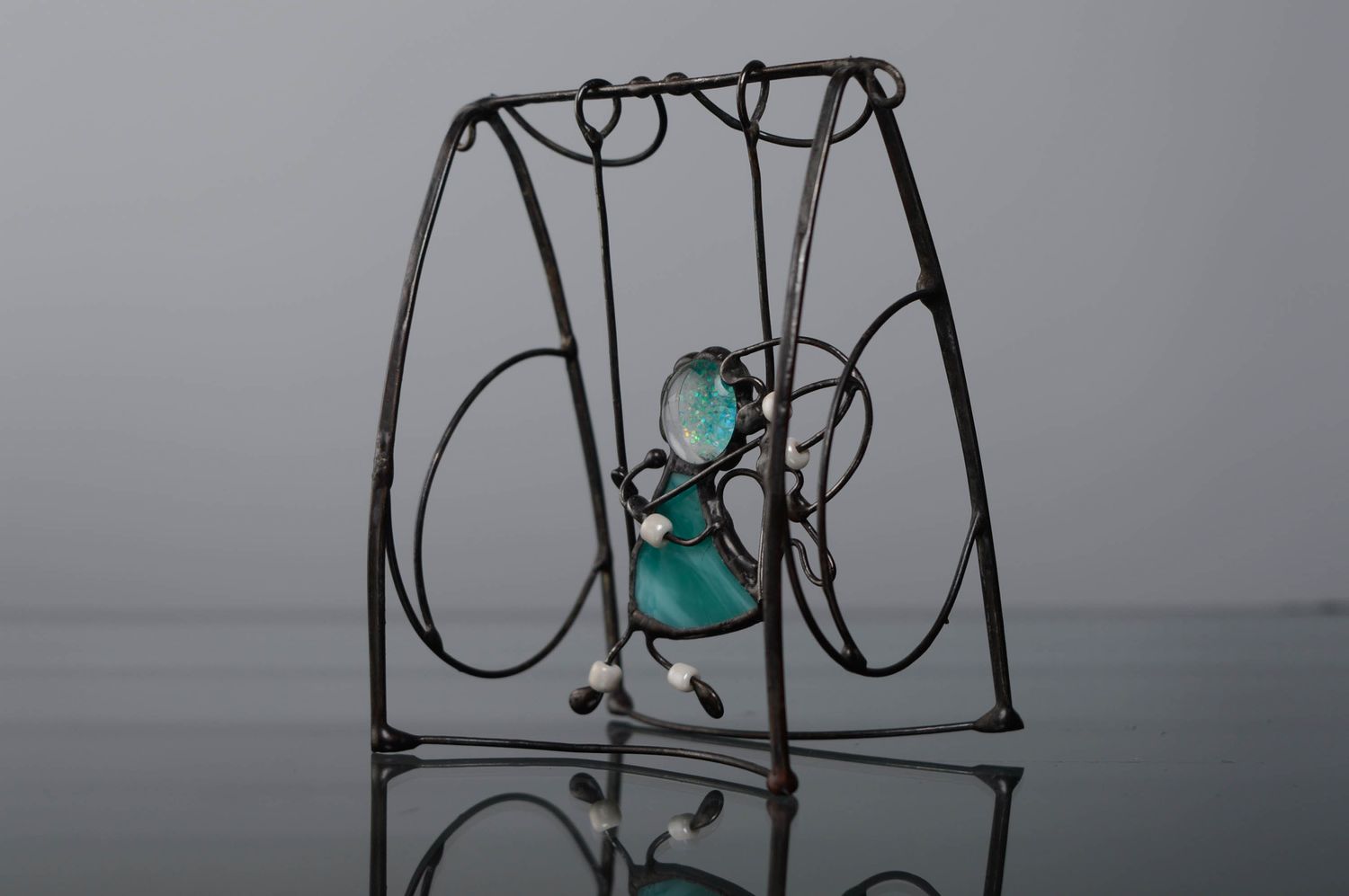 Stained glass figurine Angel on Swing photo 5
