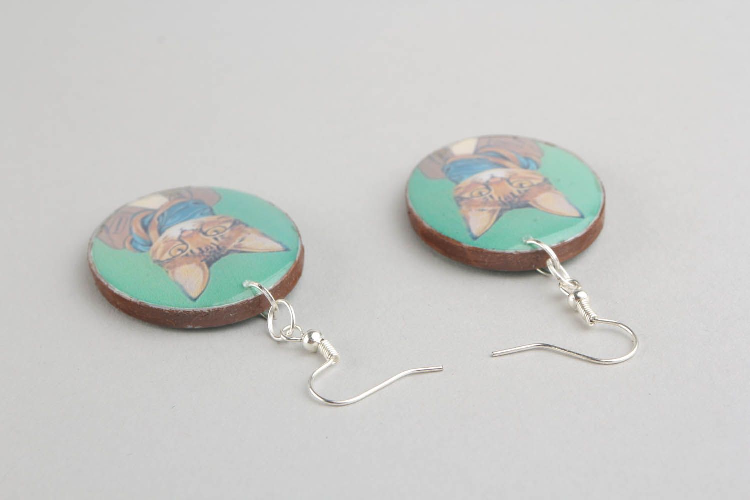 Round earrings Cats photo 3