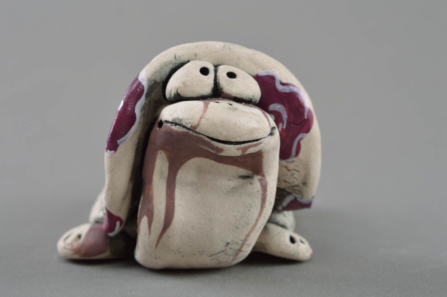 Eye-catching handmade porcelain figurine with glaze and acrylic painting Turtle photo 3