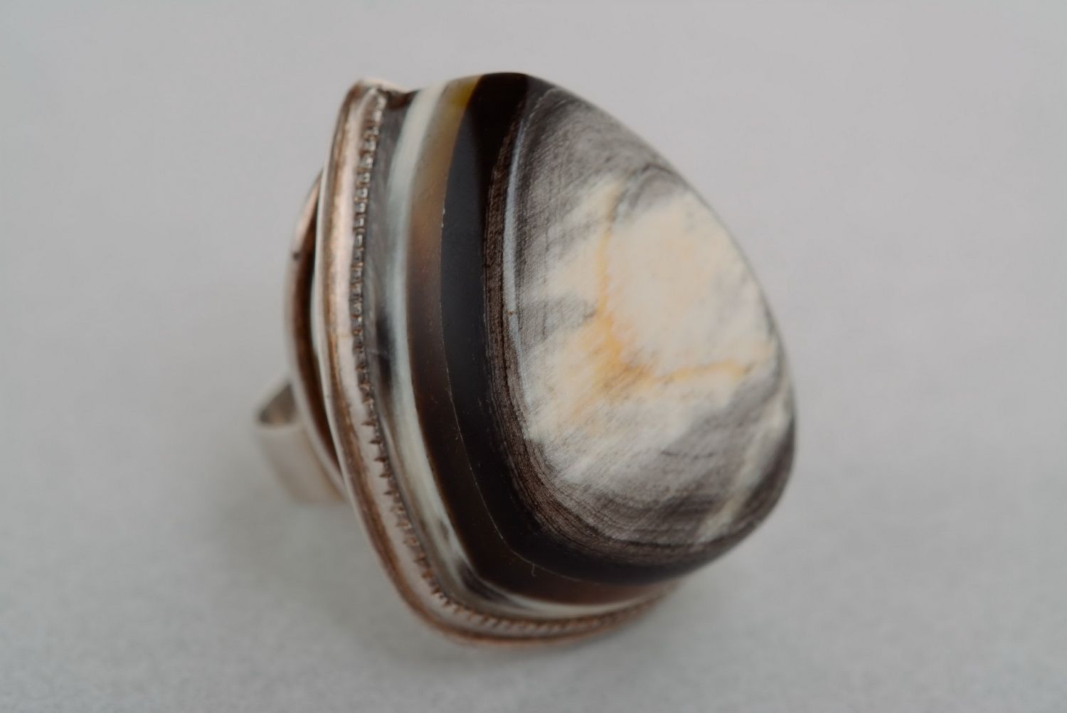 Silber Ring mit Kuhhorn foto 4