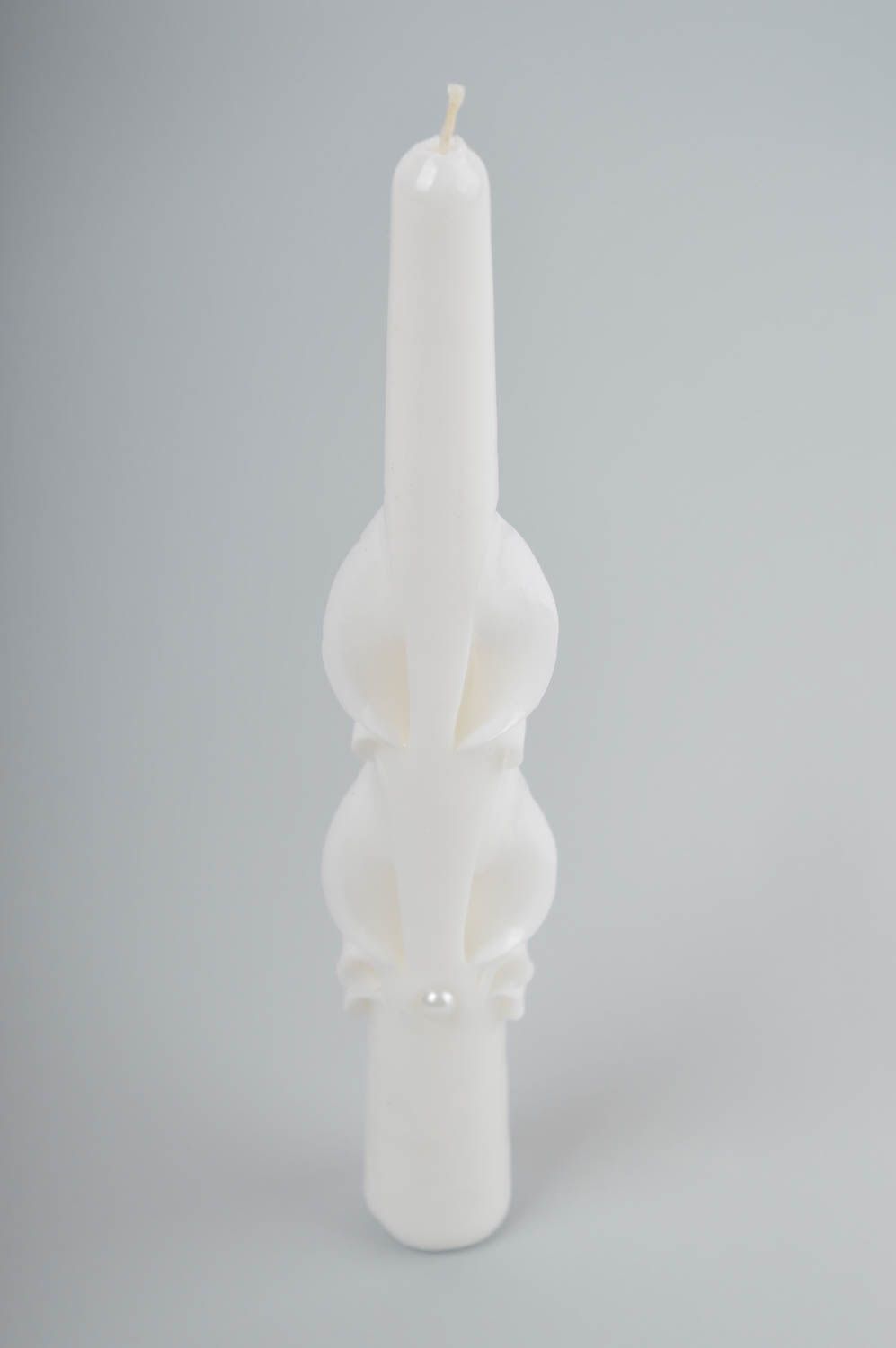 Свеча ручной работы свадебная свеча декоративная свеча высокая резная белая фото 2