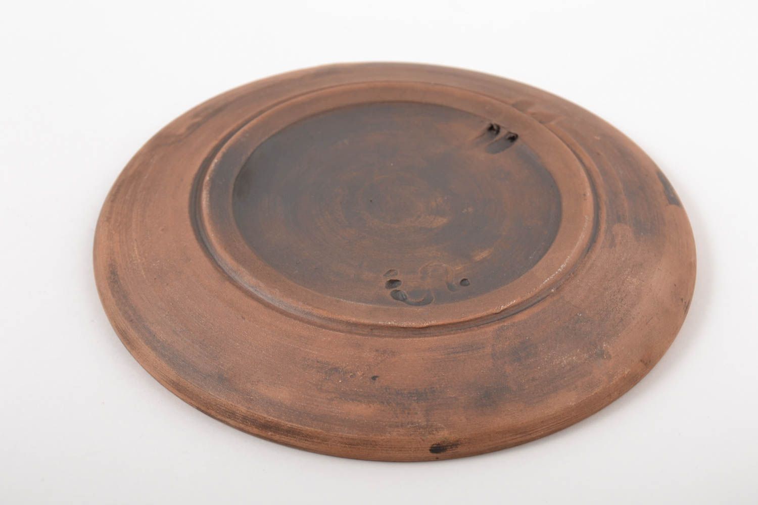 Керамическая тарелка ручной работы глиняная посуда расписная тарелка маленькая фото 2