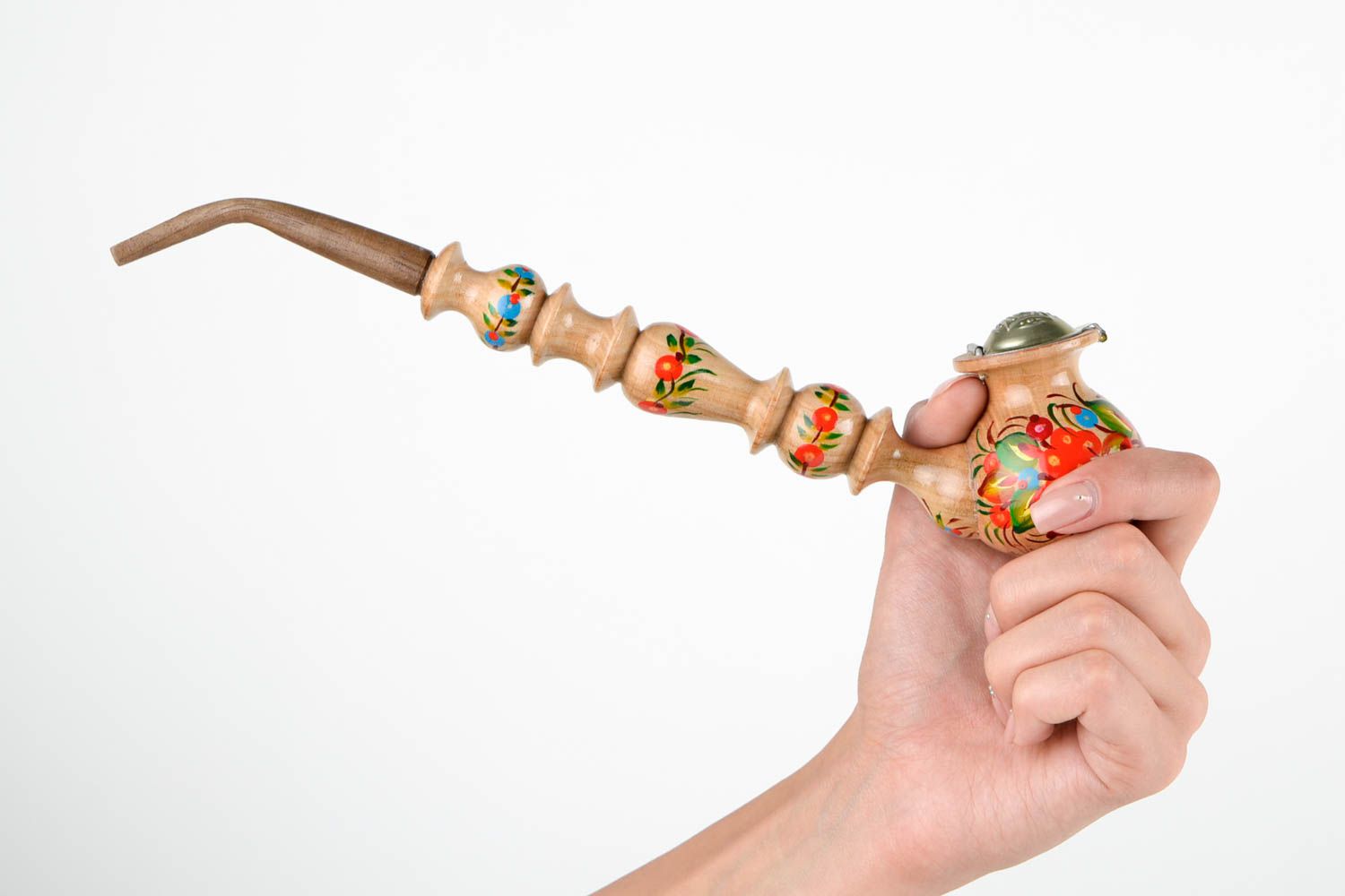 Трубка для курения с росписью ручной работы деревянный декор курительная трубка фото 2