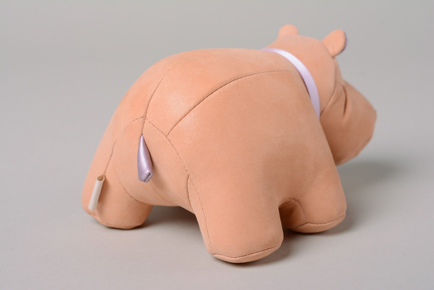 Handmade genuine leather soft toy with secret Hippo photo 4