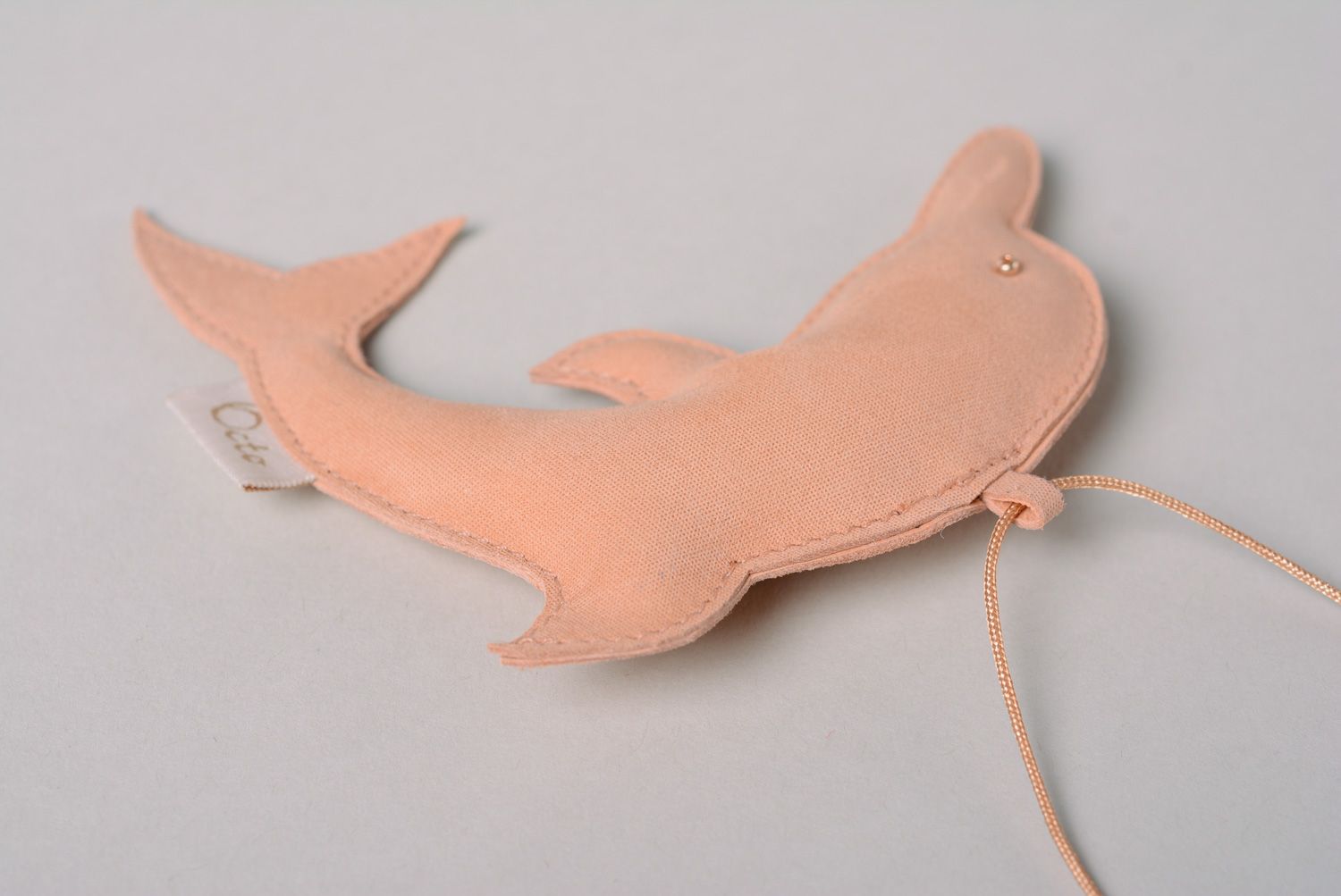 Handmade leather keychain or bag charm Pink Dolphin photo 4