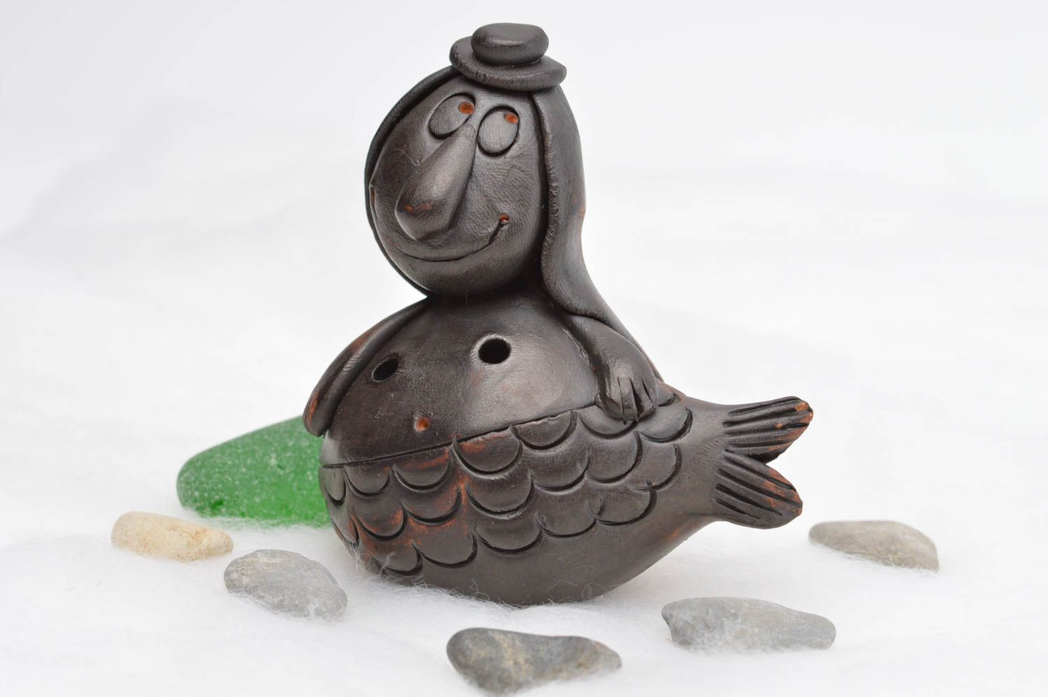Figura de cerámica divertida  hecha a mano silbato de barro souvenir original  foto 1