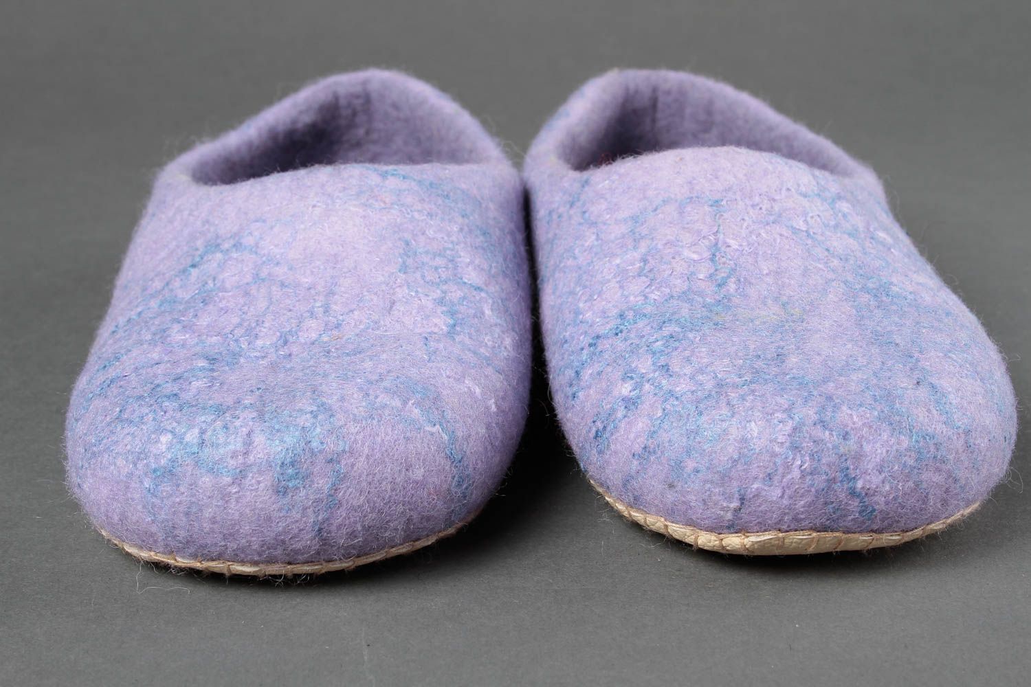 Handmade felted lilac slippers home woolen slippers warm stylish present  photo 5