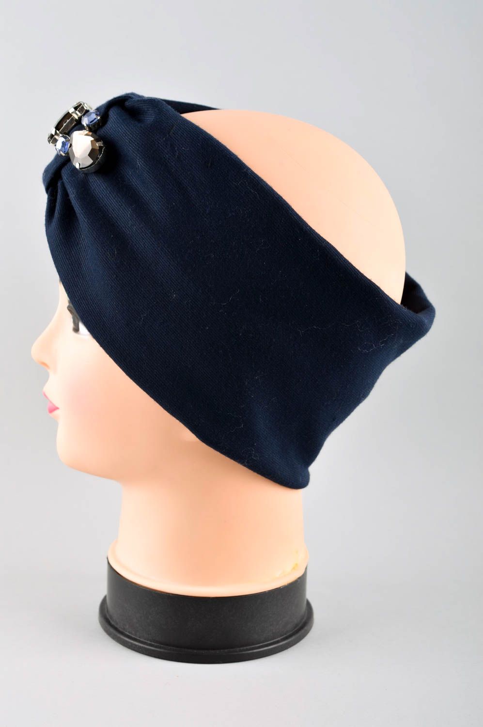 Kopfbedeckung Chemo handmade Haar Accessoire Turban Chemo Frauen Geschenk blau foto 3