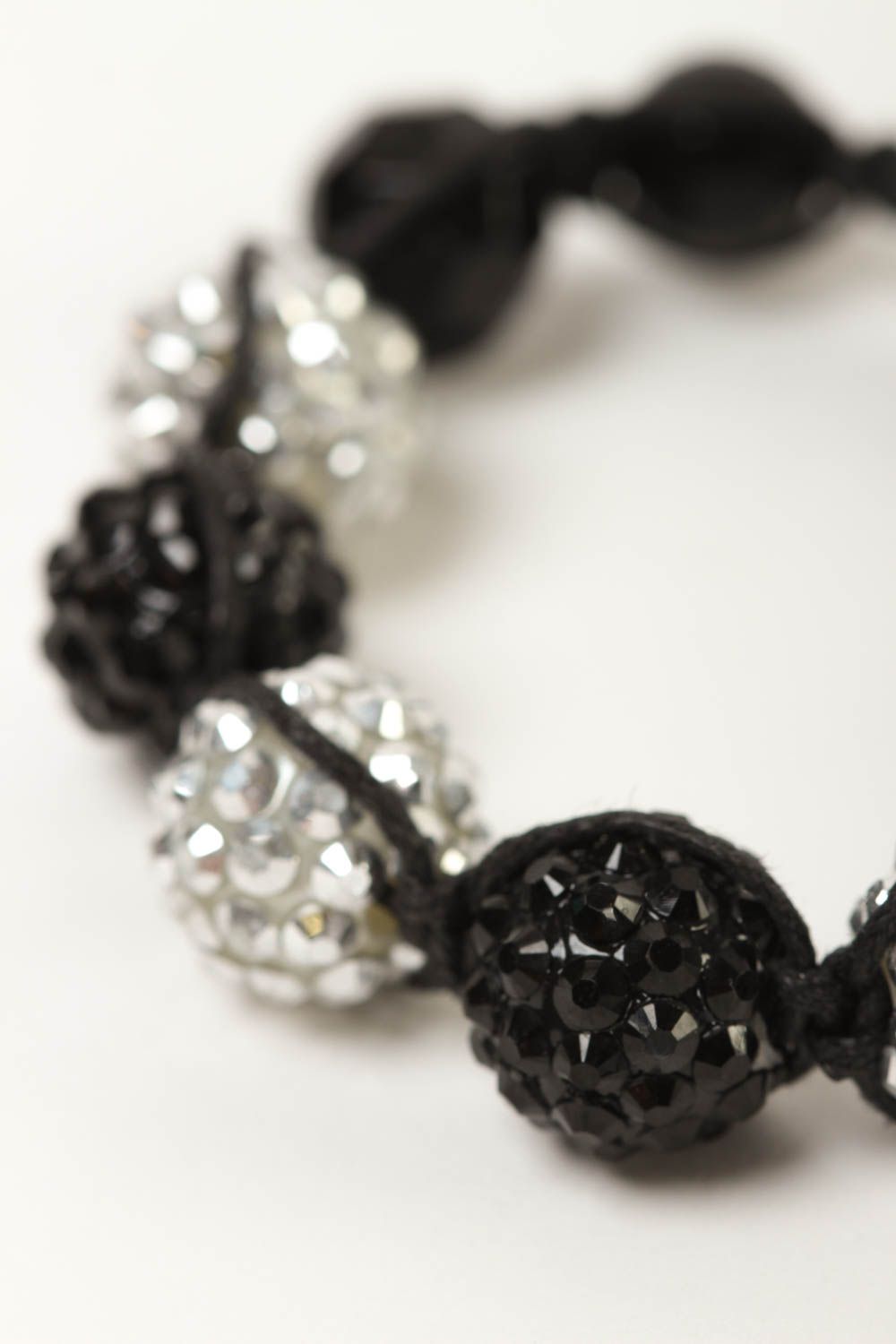 Handmade silver and black beads strand bracelet for teen girls photo 4