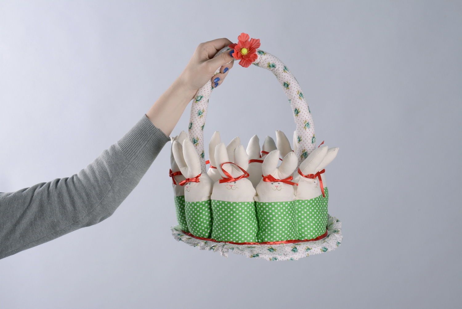 Cestino pasquale fatto a mano cestino decorativo in stoffa idee regalo
 foto 5