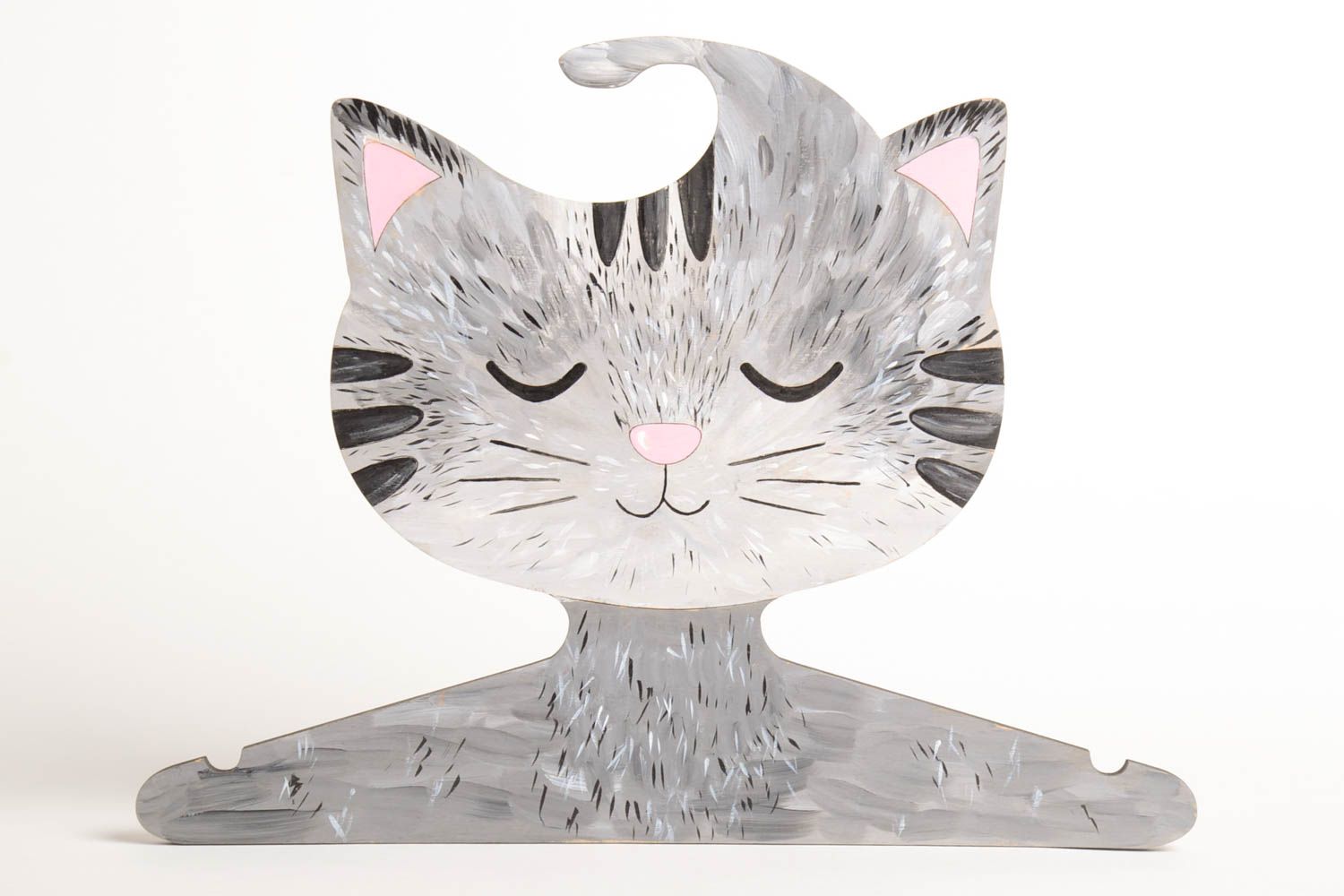 Percha infantil artesanal accesorio para niño regalo original con forma de gato foto 2