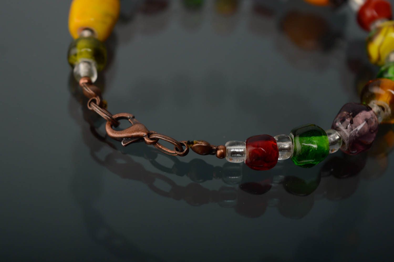 Bracelet with lampwork glass beads photo 5