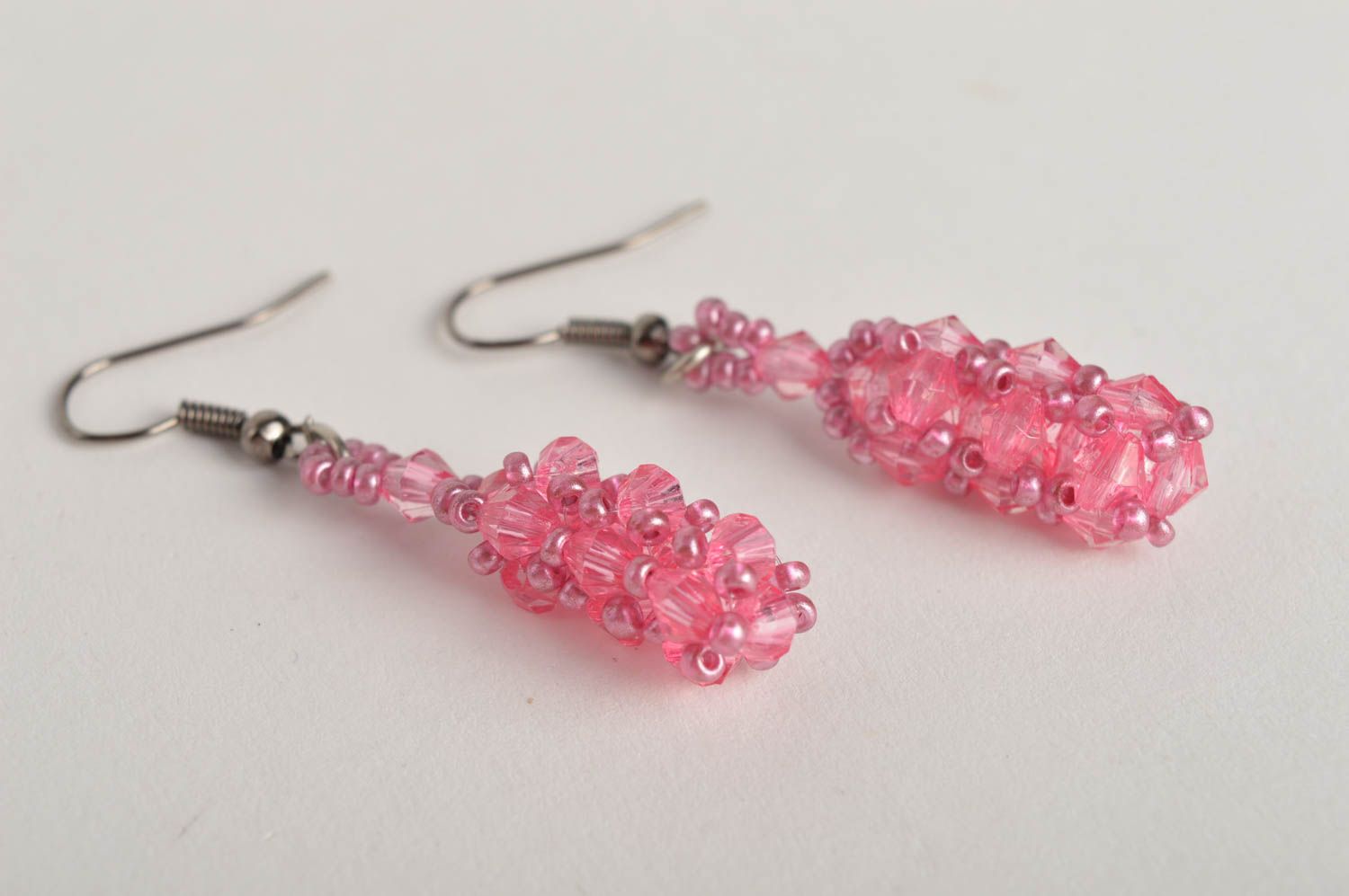 Damen Ohrringe handgefertigt Designer Schmuck Accessoires für Frauen rosa foto 2