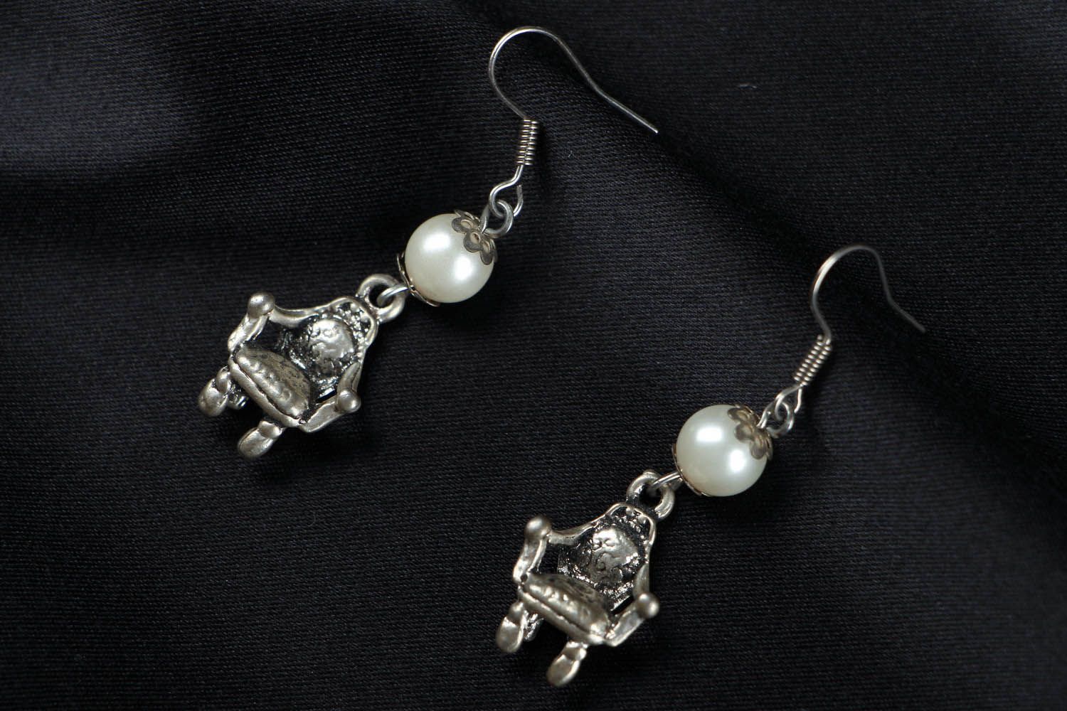 Earrings made of metal and beads Armchairs photo 1
