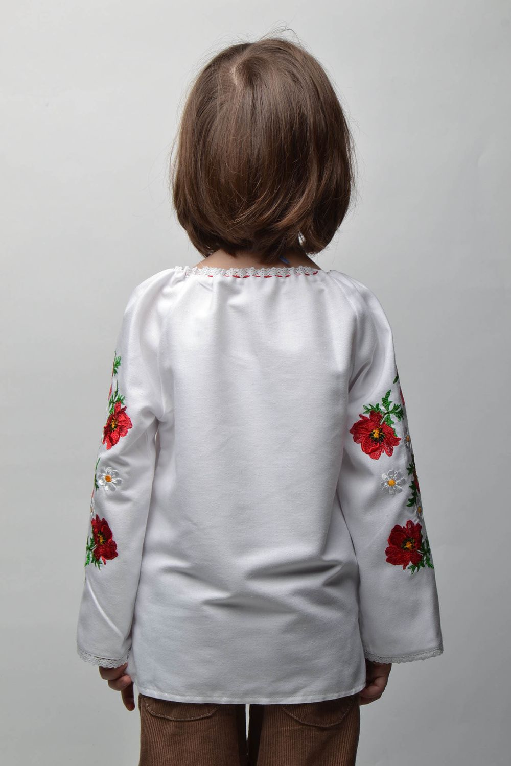 Satin stitch embroidered shirt for 5-7 years old girl photo 3