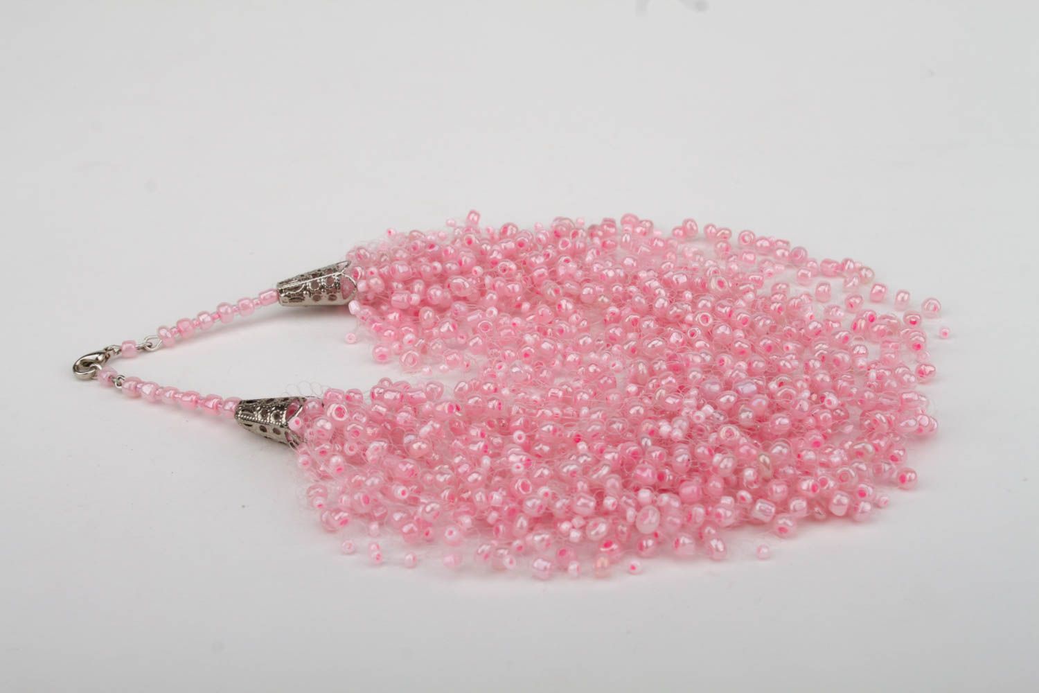 Collier perles de rocaille Bijou fait main rose Accessoire femme original photo 4