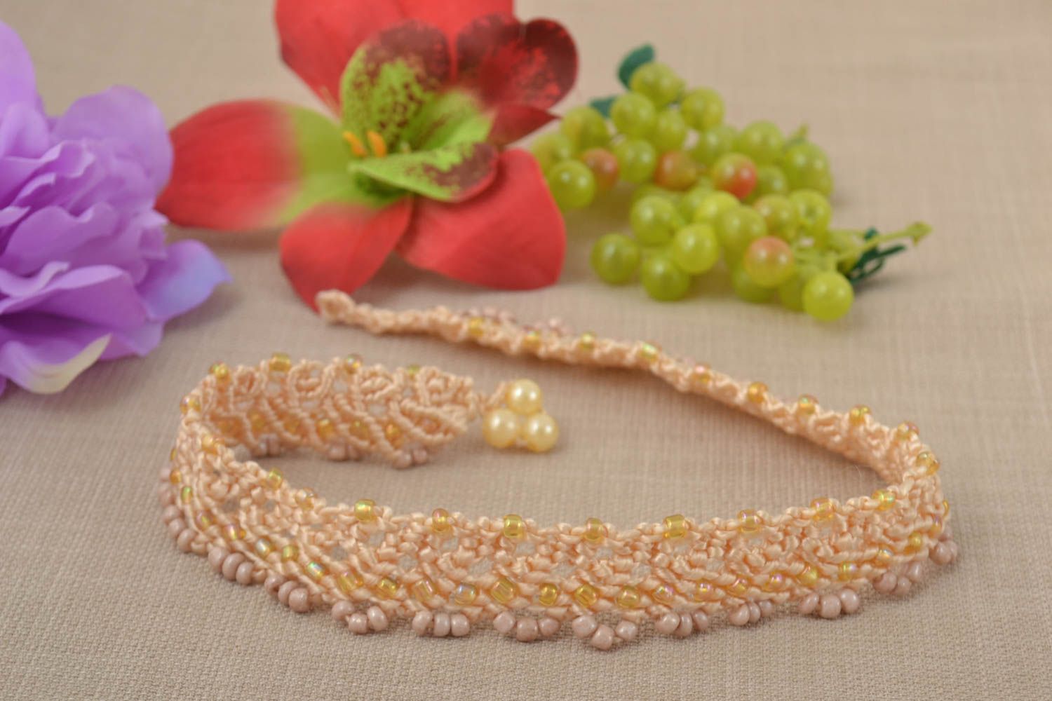 Stylish handmade woven thread necklace macrame necklace beadwork ideas photo 1