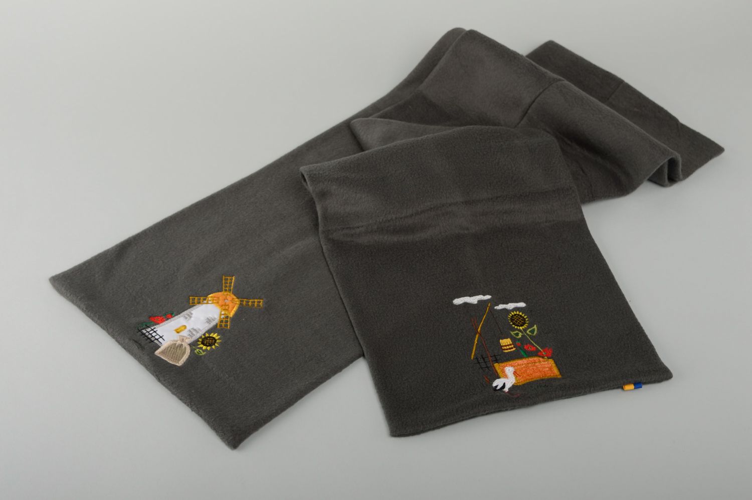 Warmer Schal mit Stickerei Lang aus Fleece foto 1