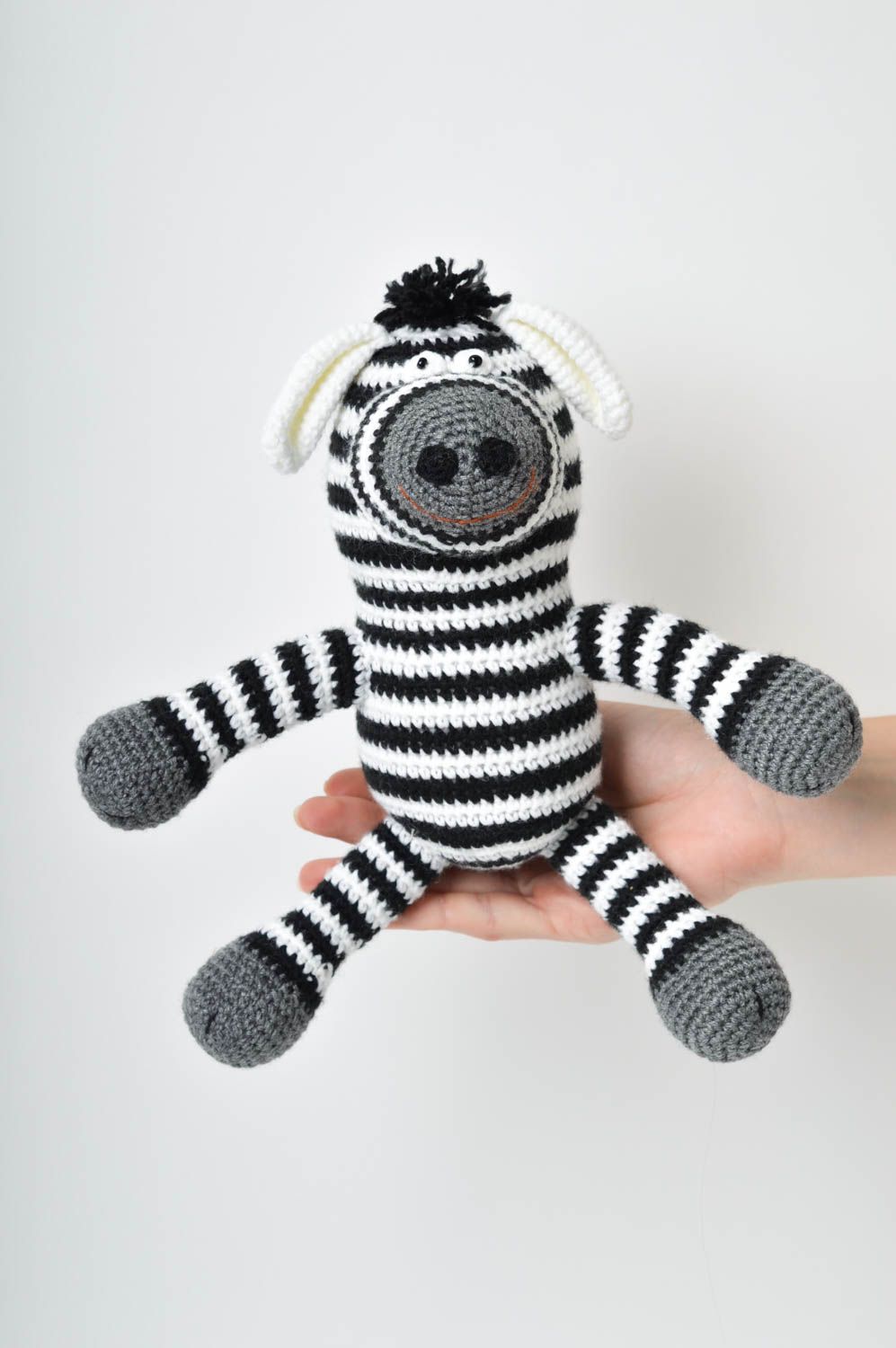 Handmade toy small zebra soft toy decorative crocheted toy striped crocheted toy photo 2