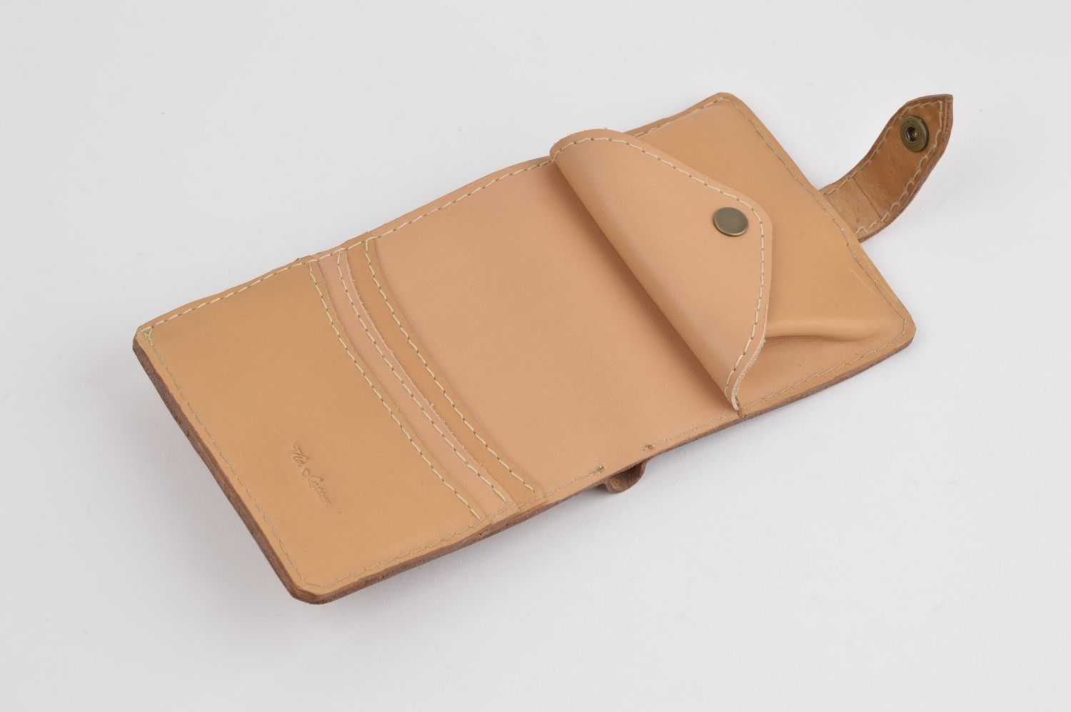 Мужское портмоне handmade кожаный кошелек светлый аксессуар для мужчин фото 3