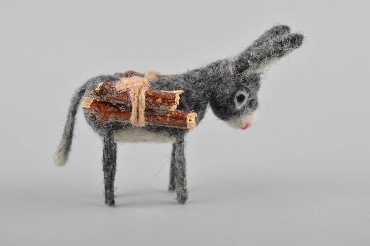 Gefilzte Figur handgefertigt Esel Spielzeug originelles Geschenk ausgefallen foto 3
