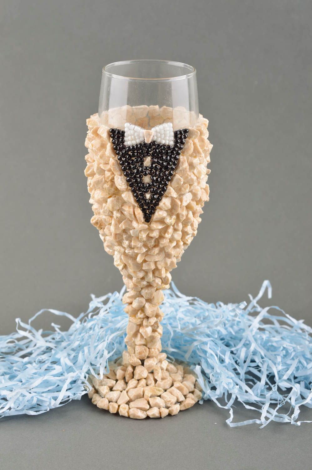 Copa de cristal hecha a mano para novio detalle de boda regalo original foto 1