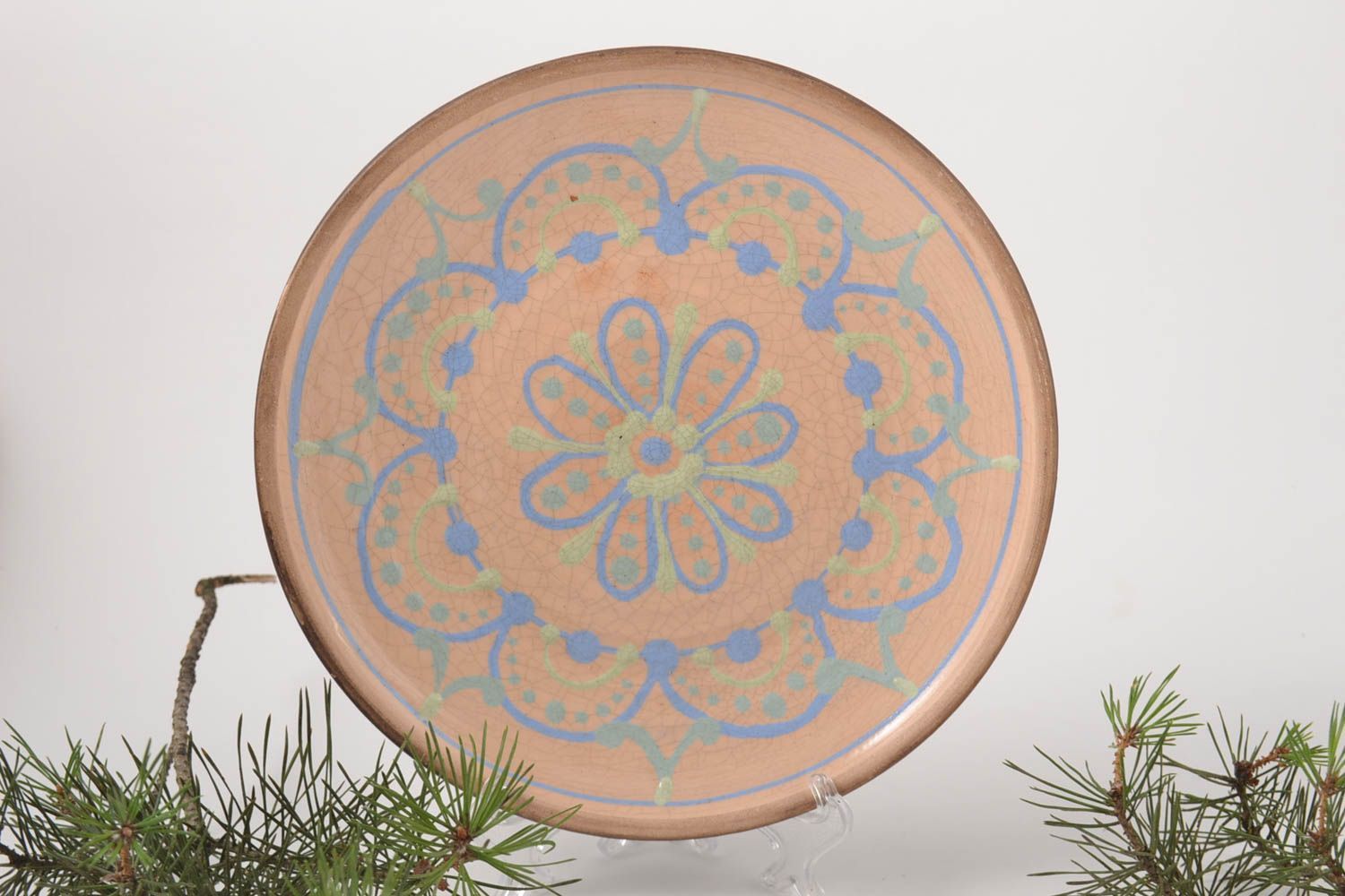 Dekoständer mit Teller handmade Keramik Teller handbemalte Keramik für Zuhause foto 1