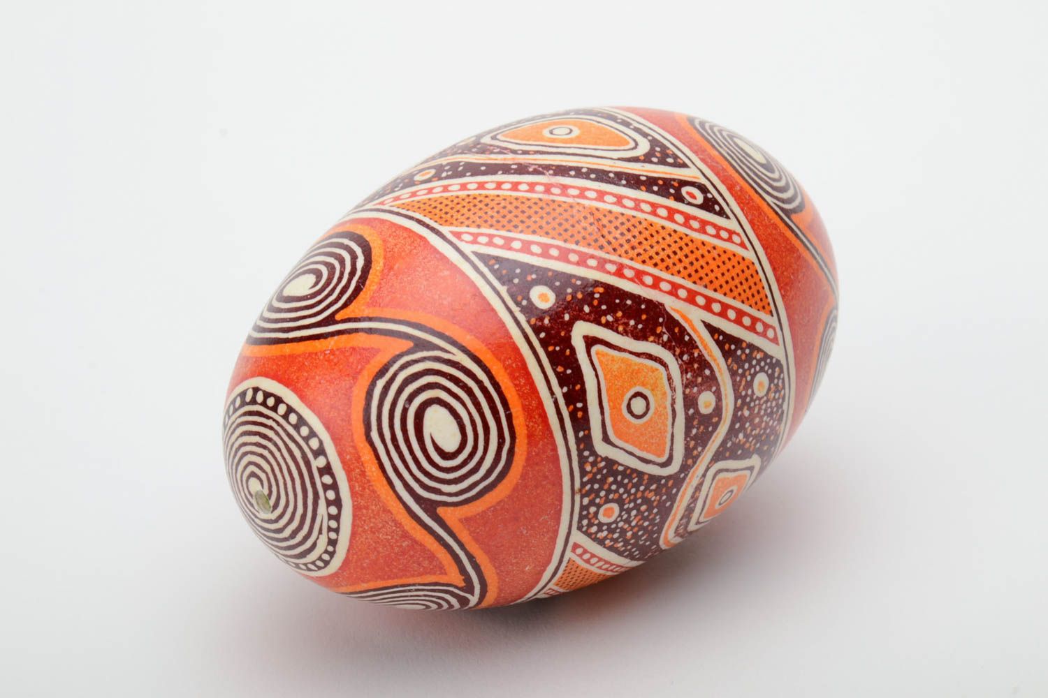 Huevo de Pascua de ganso hecho a mano encerado anaranjado artesanal foto 2