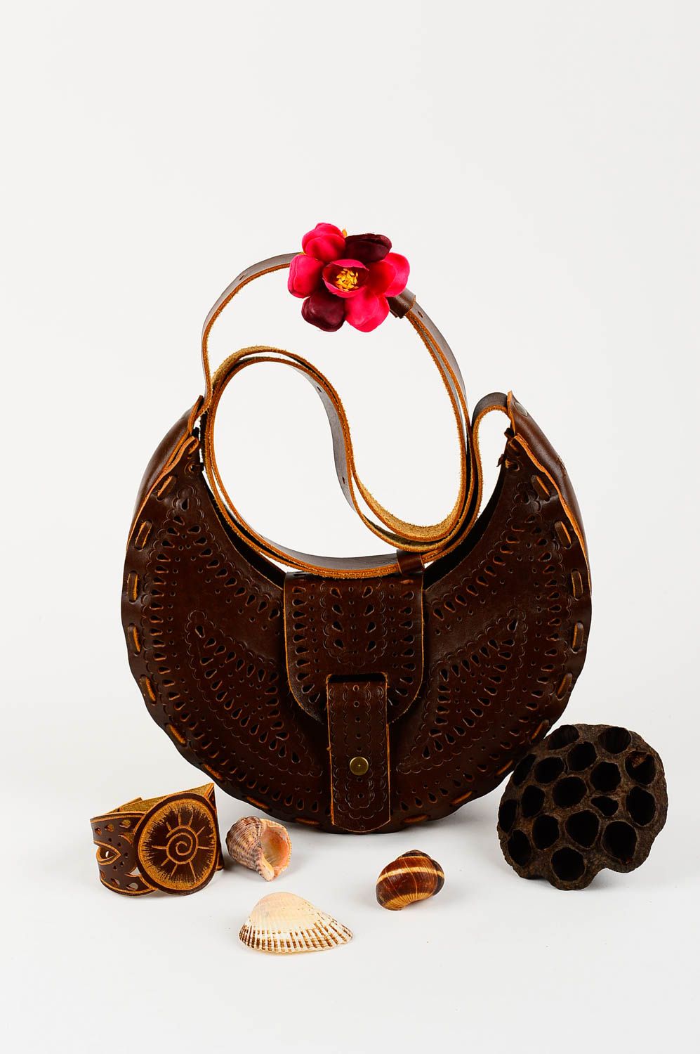 Handmade leather bag leather bag natural leather handbag stylish women bag photo 1