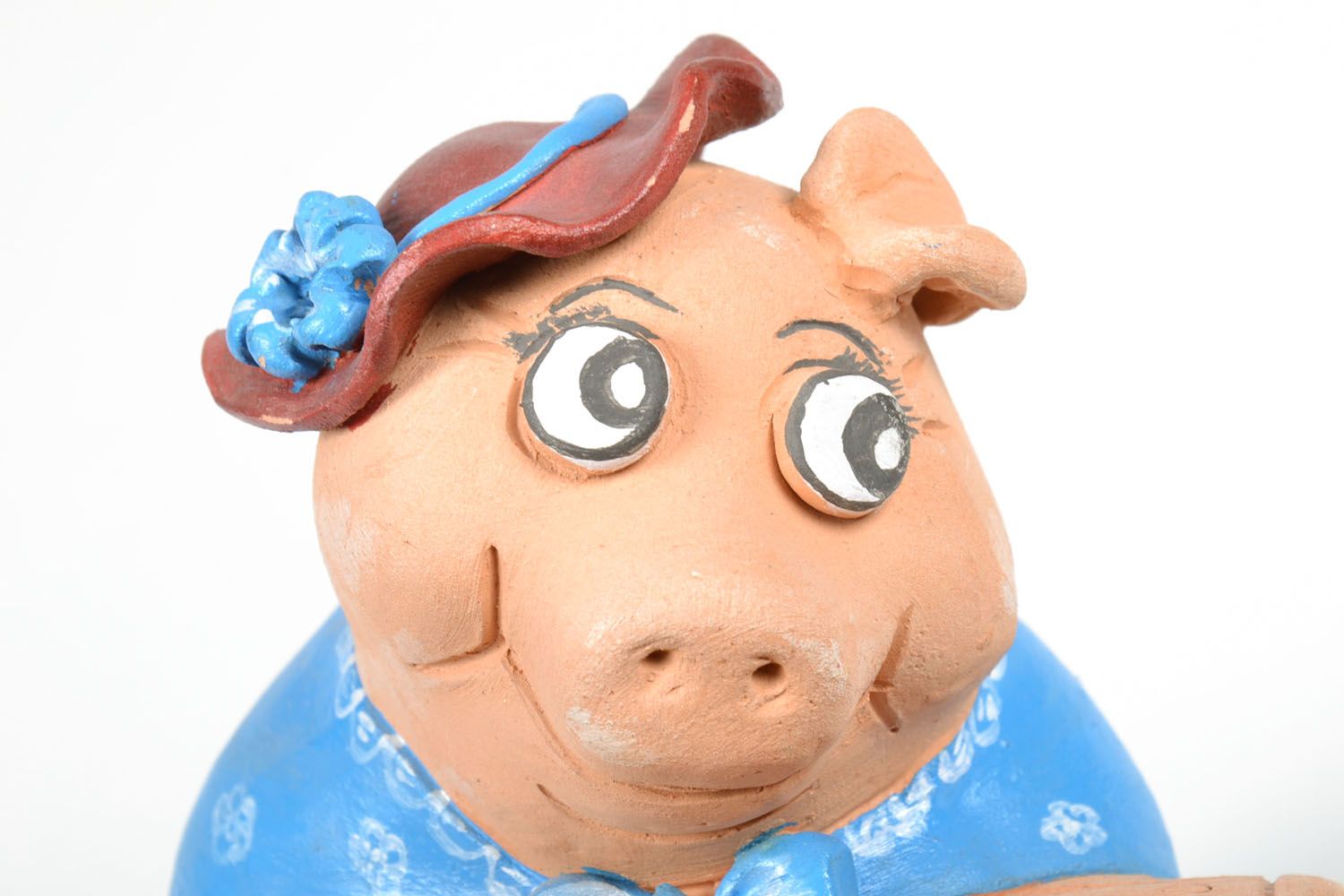 Clay money box in the shape of pig photo 3