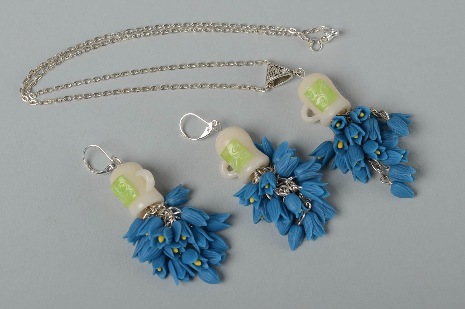 Handmade necklace plastic accessories long earrings polymer clay earrings photo 2