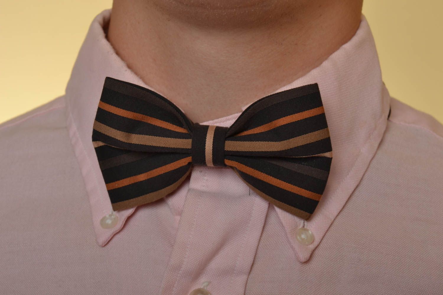 Beautiful handmade designer fabric bow tie of dark colors photo 1