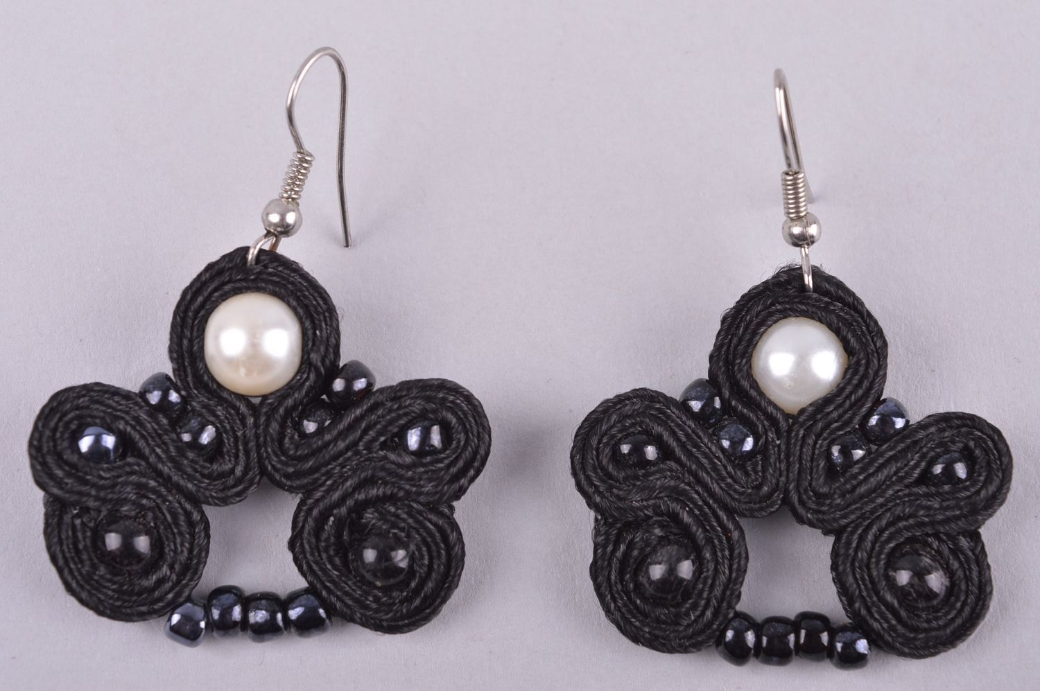 Large handmade textile earrings soutache jewelry designs accessories for girls photo 3