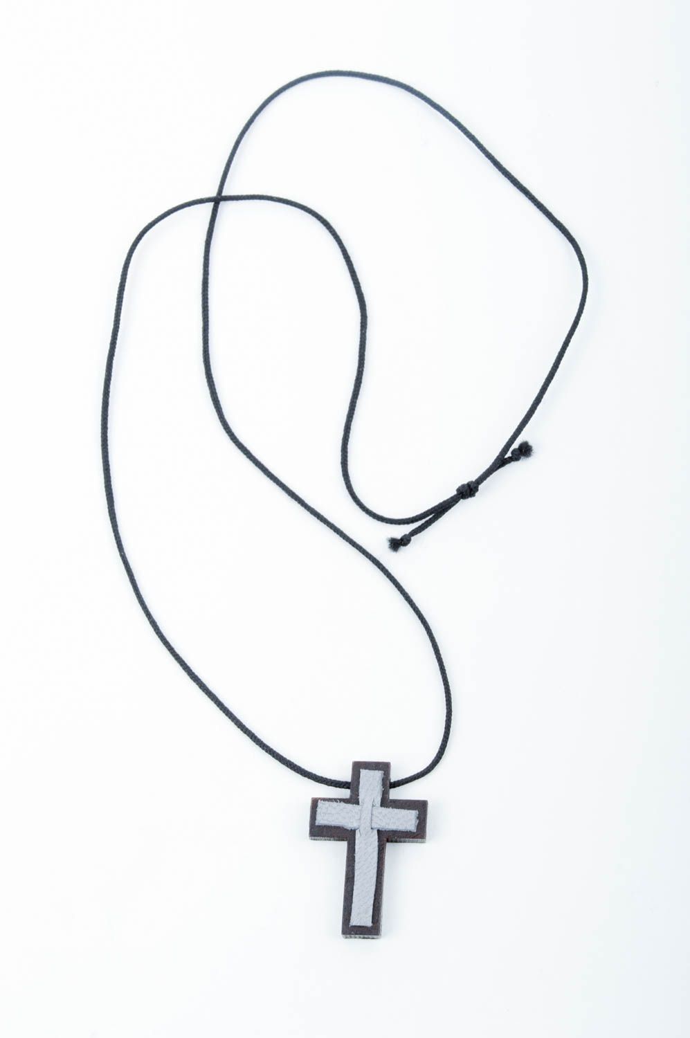 Cruz de madera artesanal con cuerda accesorio religioso regalo original foto 3